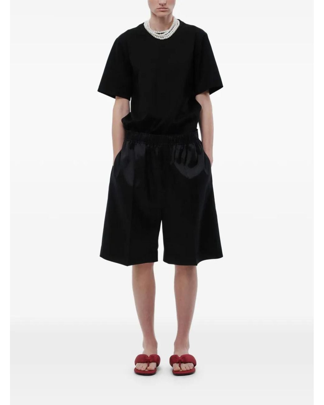 Carven Black Necklace-Detail Cotton T-Shirt
