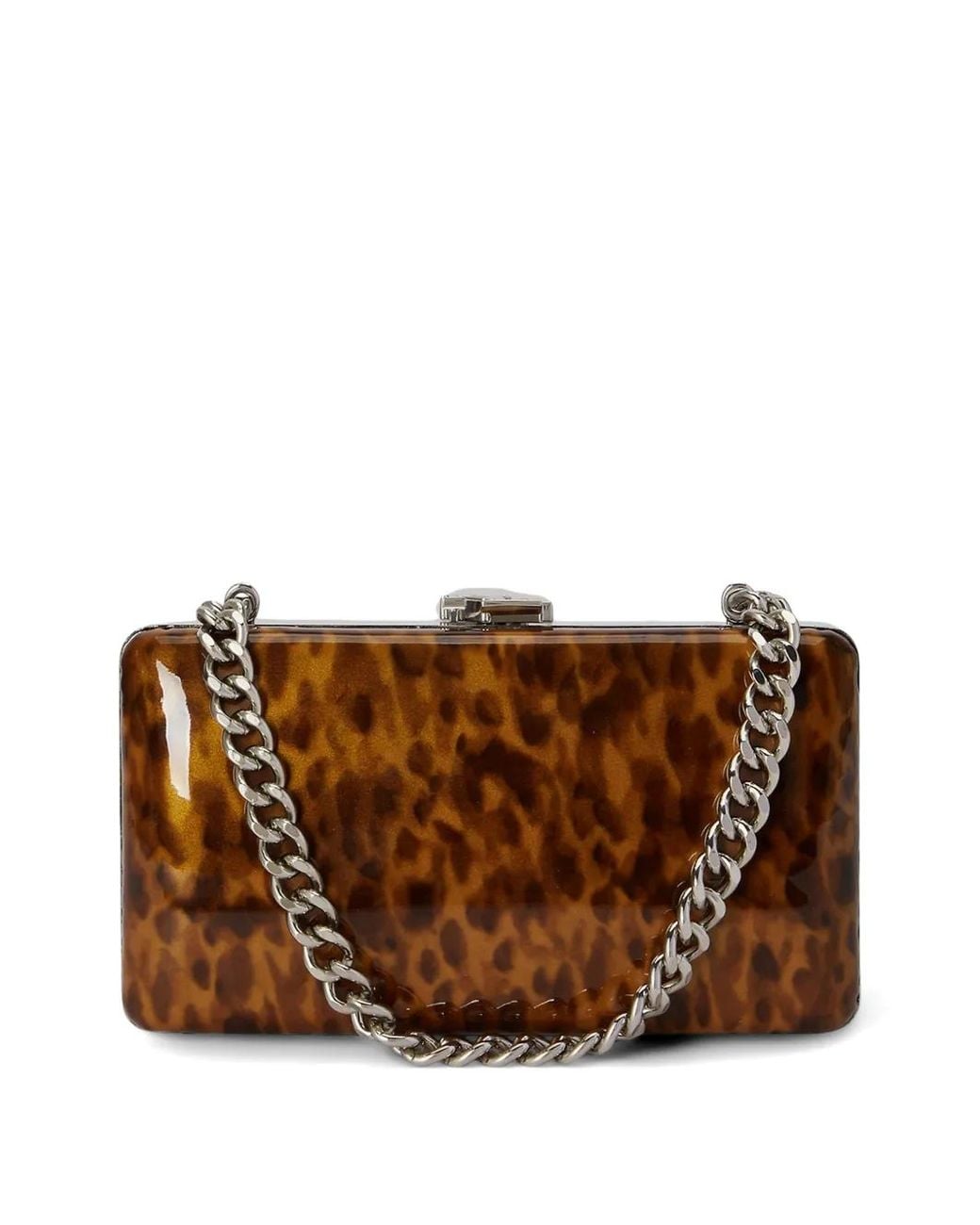 Ralph Lauren Brown Franki Tortoiseshell-Print Leather Clutch Bag