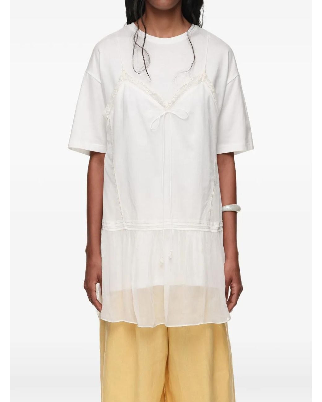 Bimba Y Lola White Ivory Fluid Layer T-Shirt Top