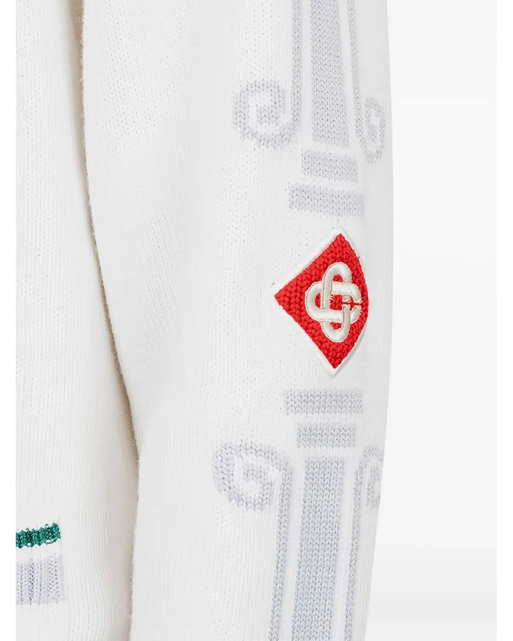 Casablanca White Logo-Jacquard Zip-Up Cardigan for men