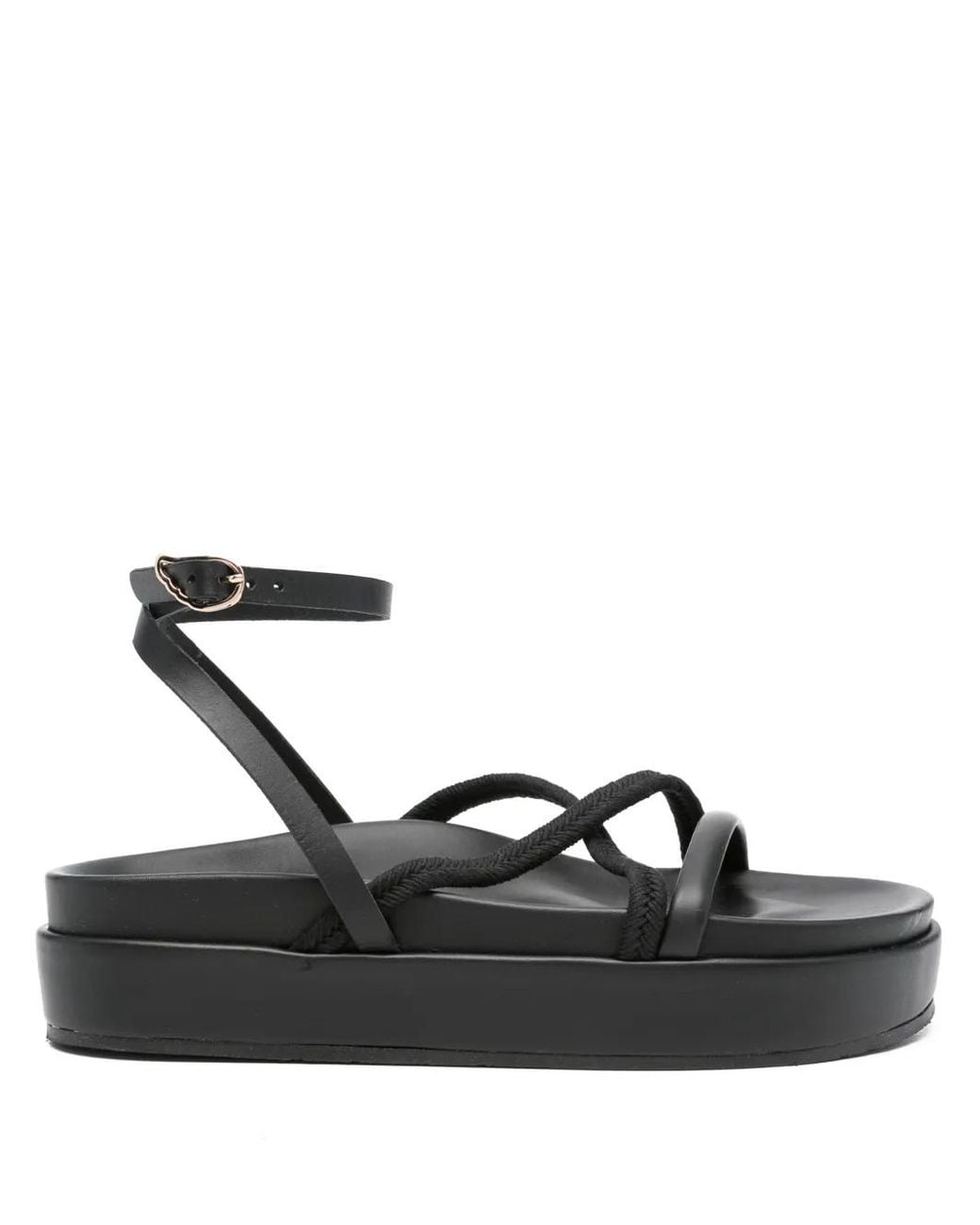 Ancient Greek Sandals Black 30Mm Crossover Platform Sandals