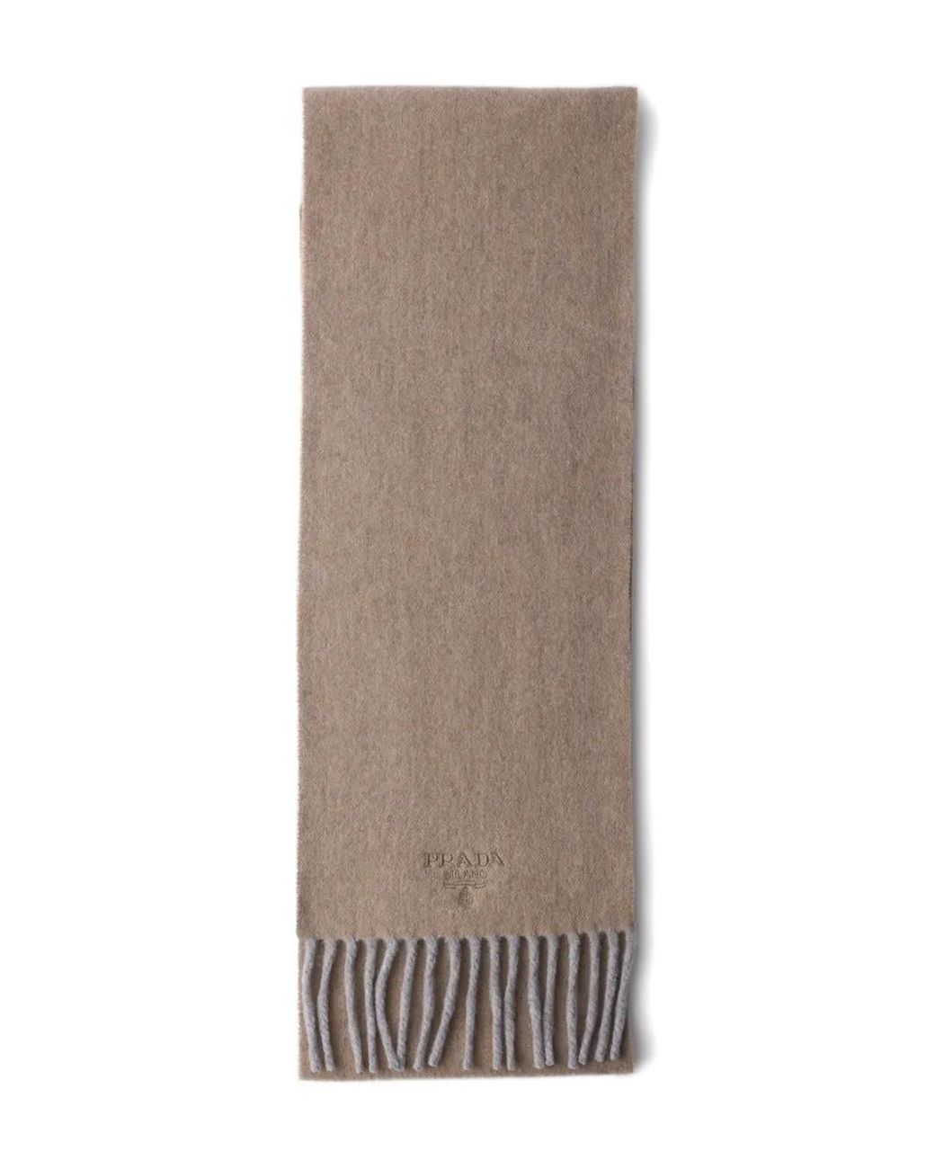 Prada Brown Écharpe Frangée À Logo Brodé for men