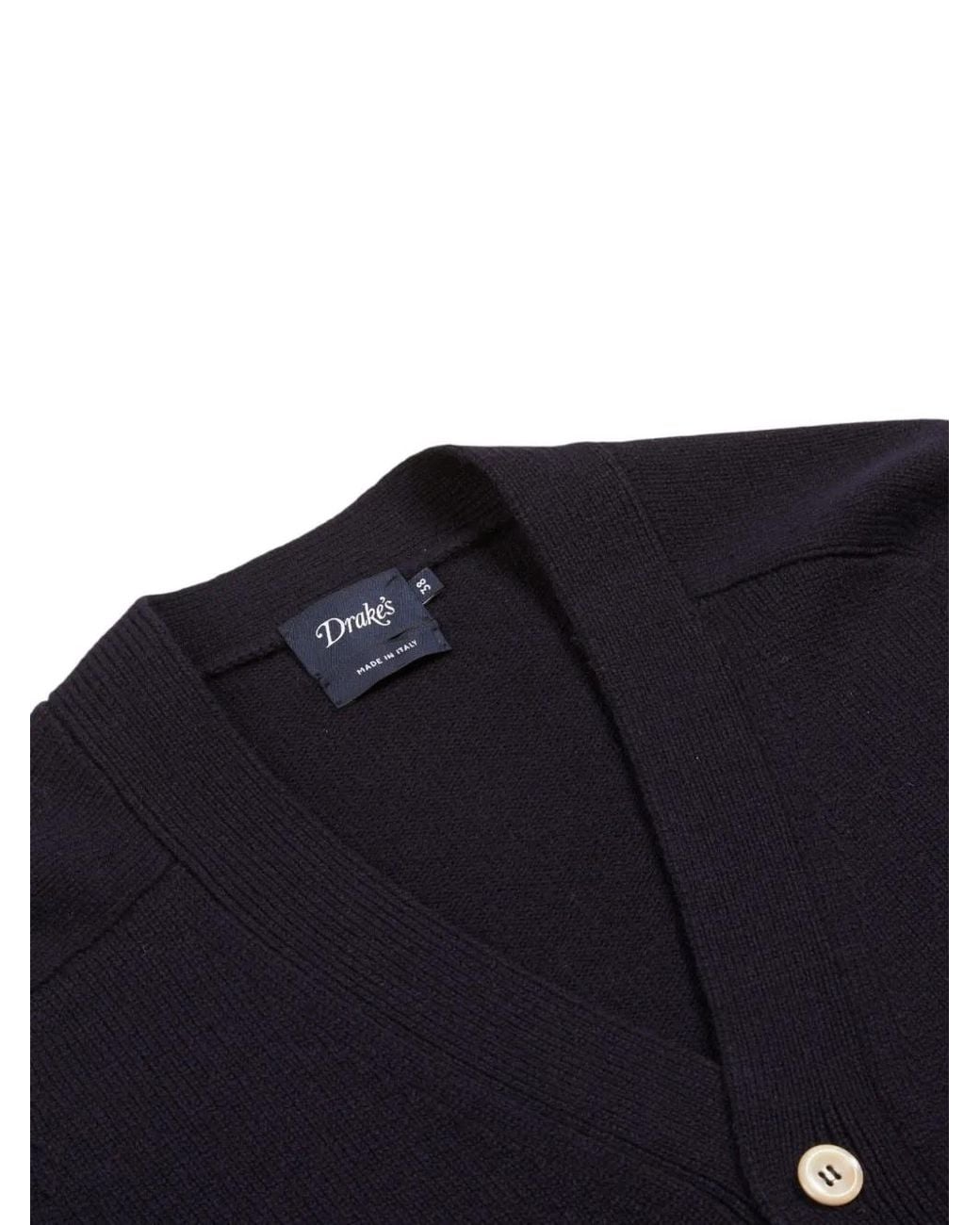 Drake's Blue Button-Up Lambswool Cardigan for men