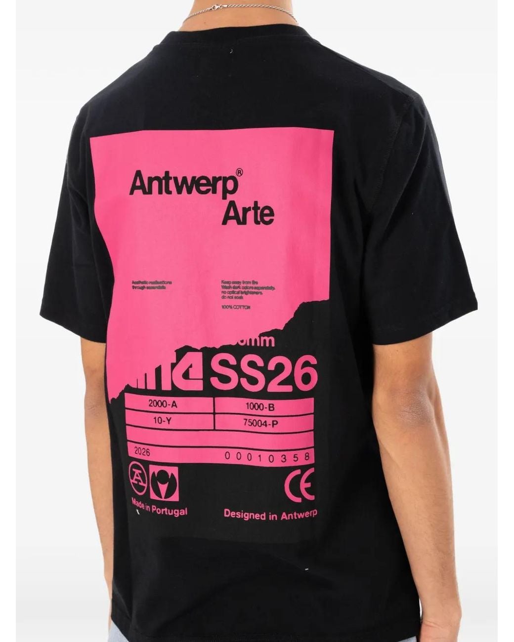 Arte' Black Graphic-Print Logo-Embroidered T-Shirt for men
