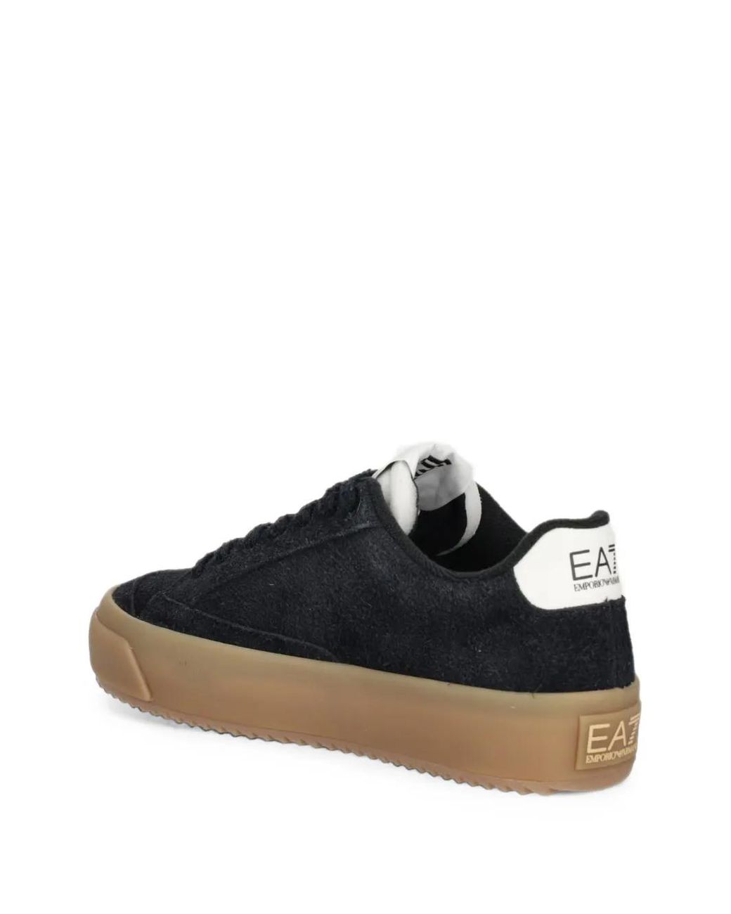 EA7 Black Logo-Detail Leather Sneakers