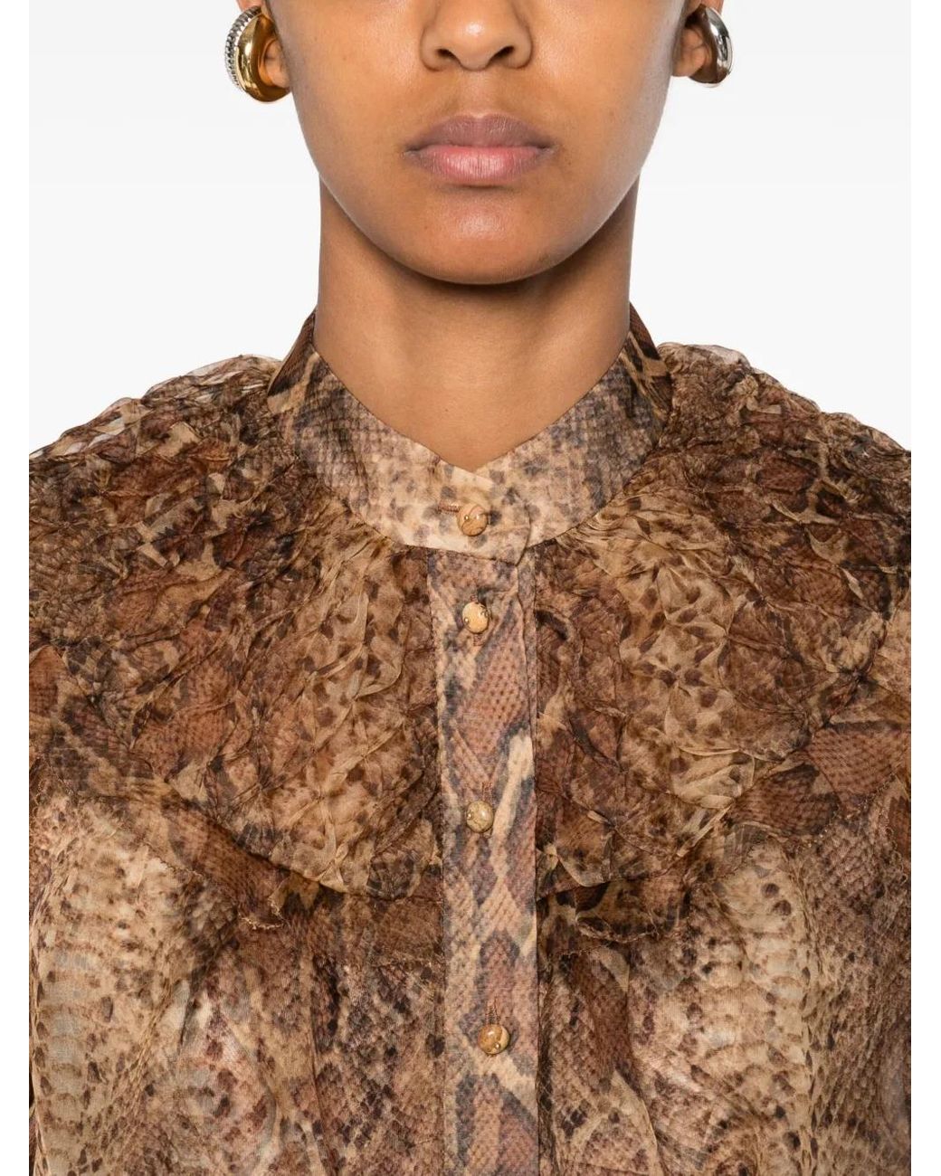 Zimmermann Brown Printed Silk Shirt
