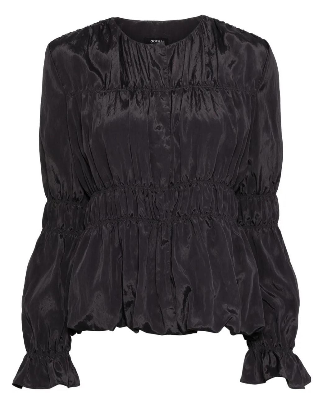 Goen.J Black Ruched Single-Breasted Jacket