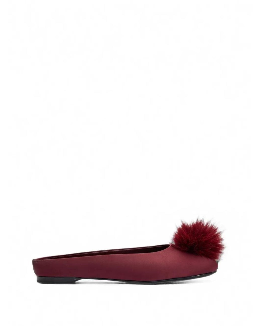 Simon Miller Red Riad Pom-Pom Satin Mules