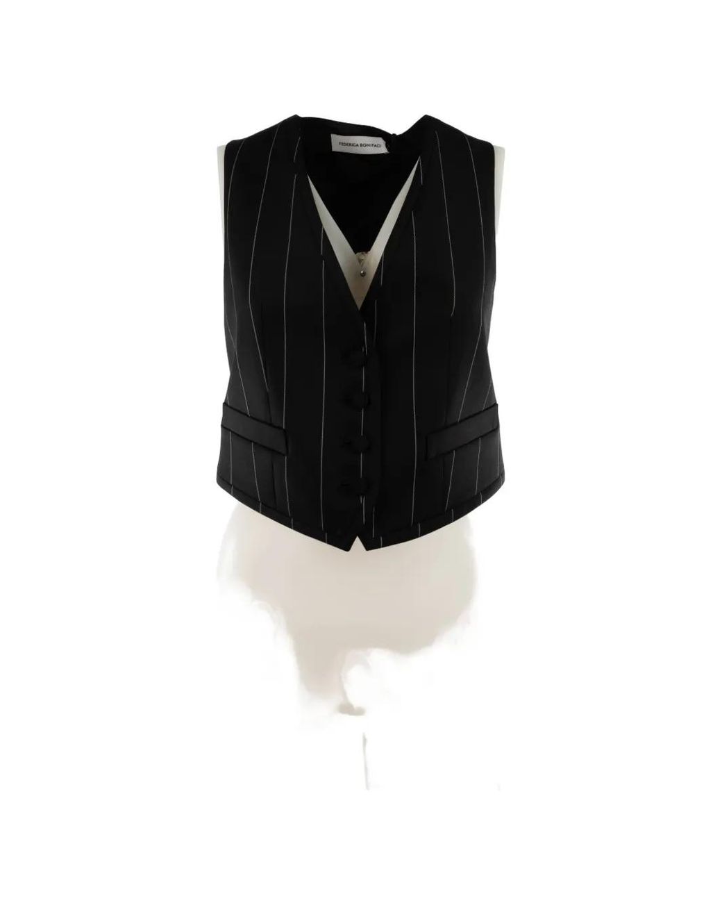 Federica Bonifaci Black Pinstripe-Pattern Waistcoat