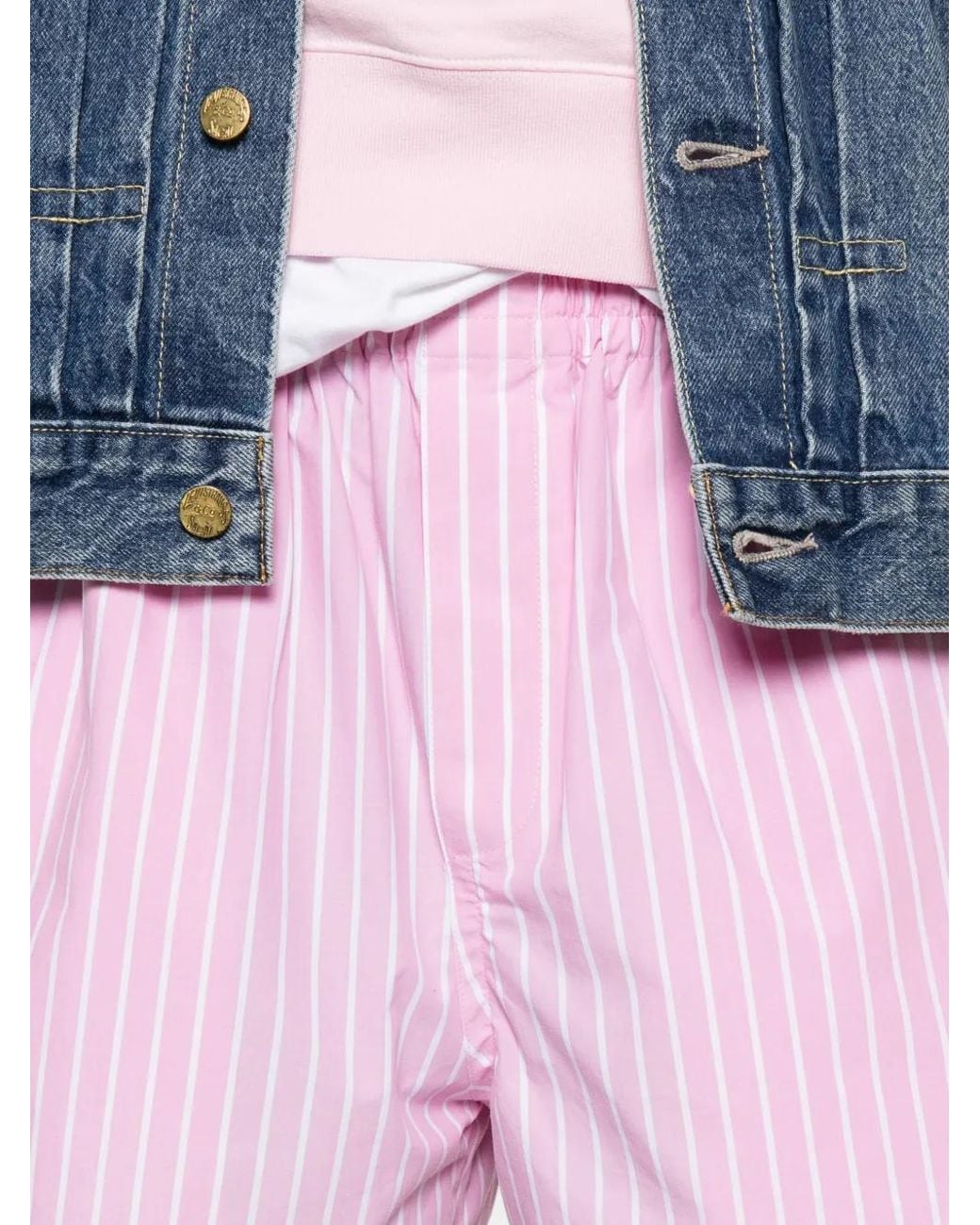 Balenciaga Pink Striped Cotton Shorts