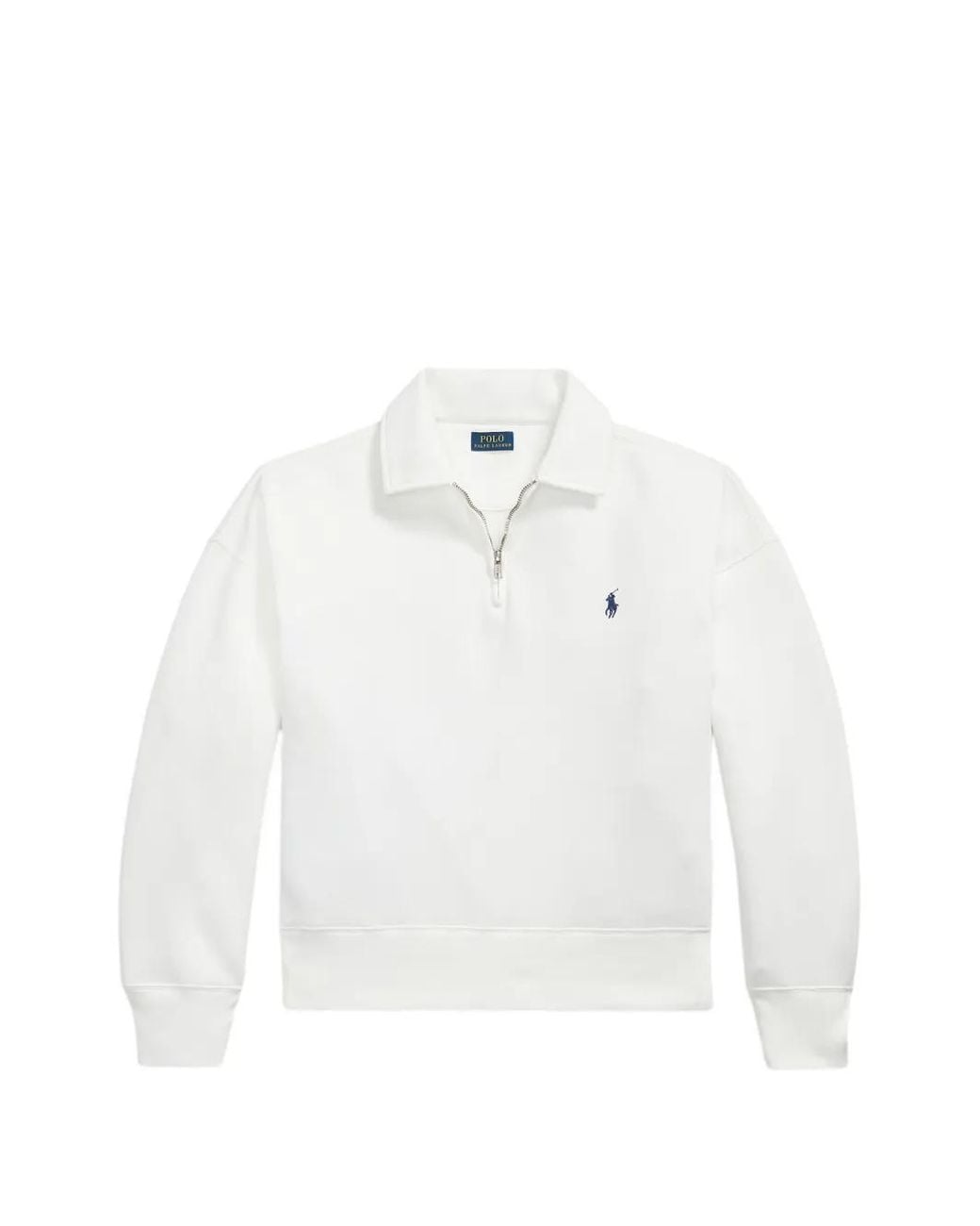Polo Ralph Lauren White Quarter-Zip Pony-Motif Sweatshirt