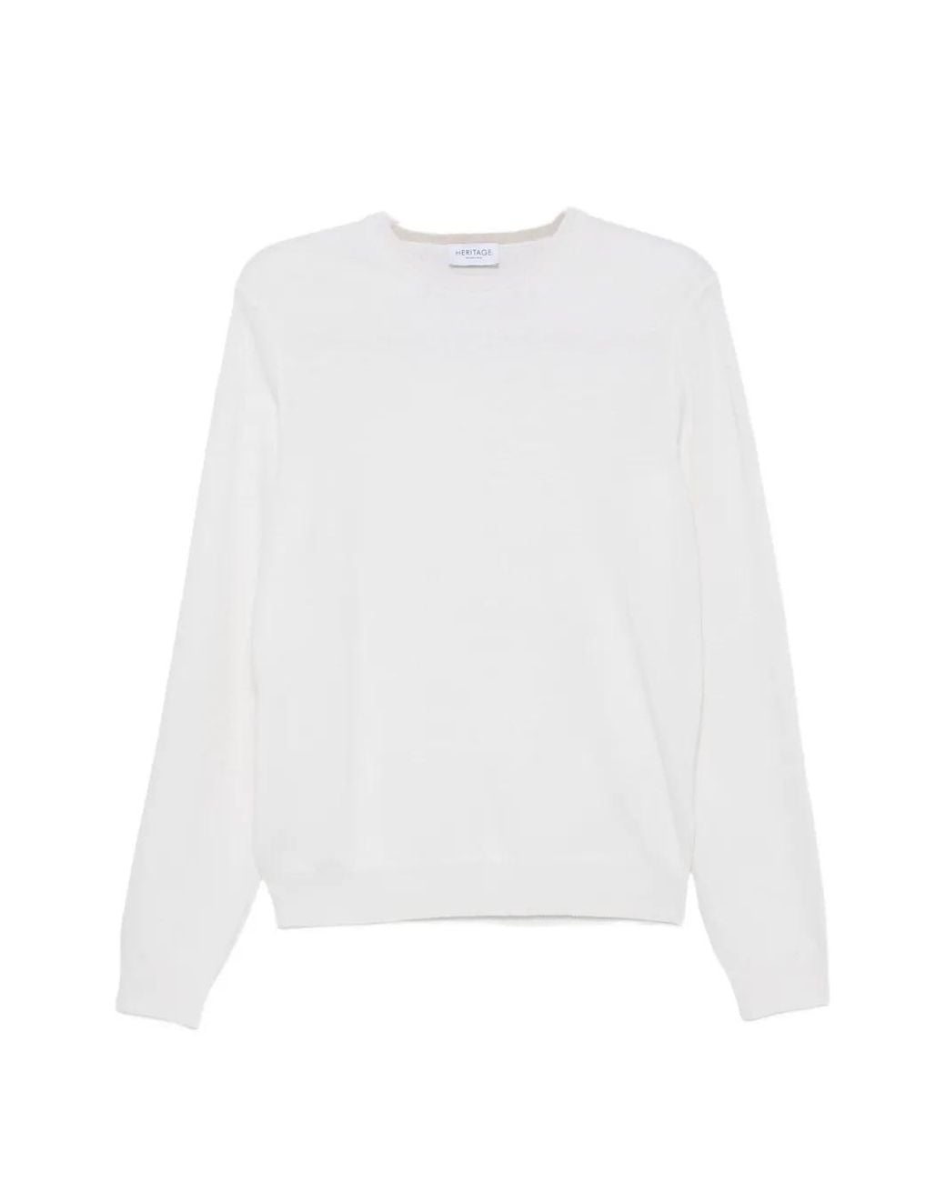 Heritage White Crew-Neck Knitted Sweater for men