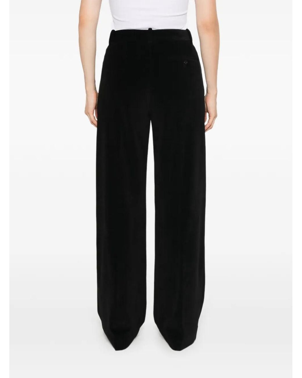 Circolo 1901 Black Velvet-Effect Trousers