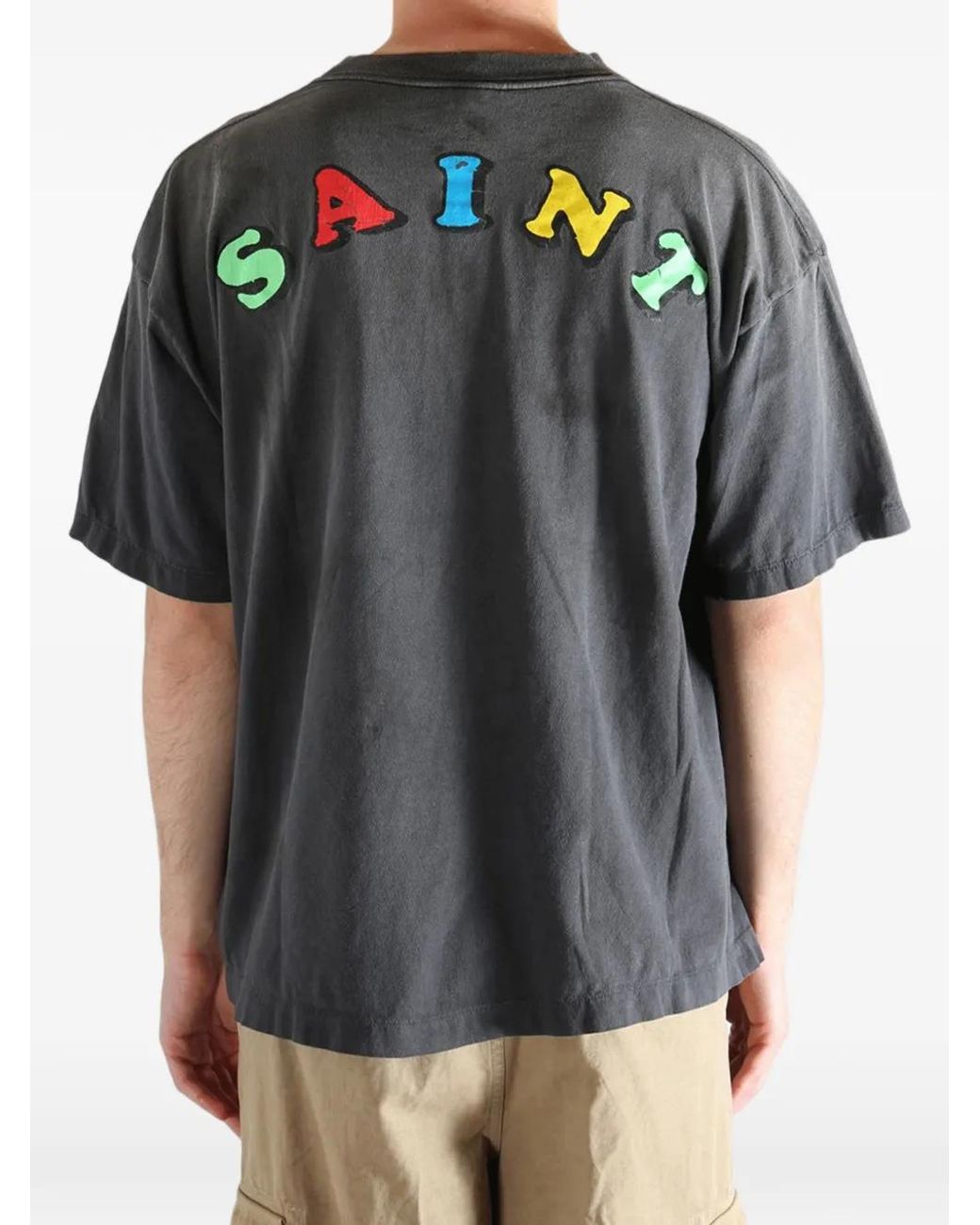 SAINT Mxxxxxx Black Vote F Light Graphic-Print Short-Sleeve T-Shirt for men