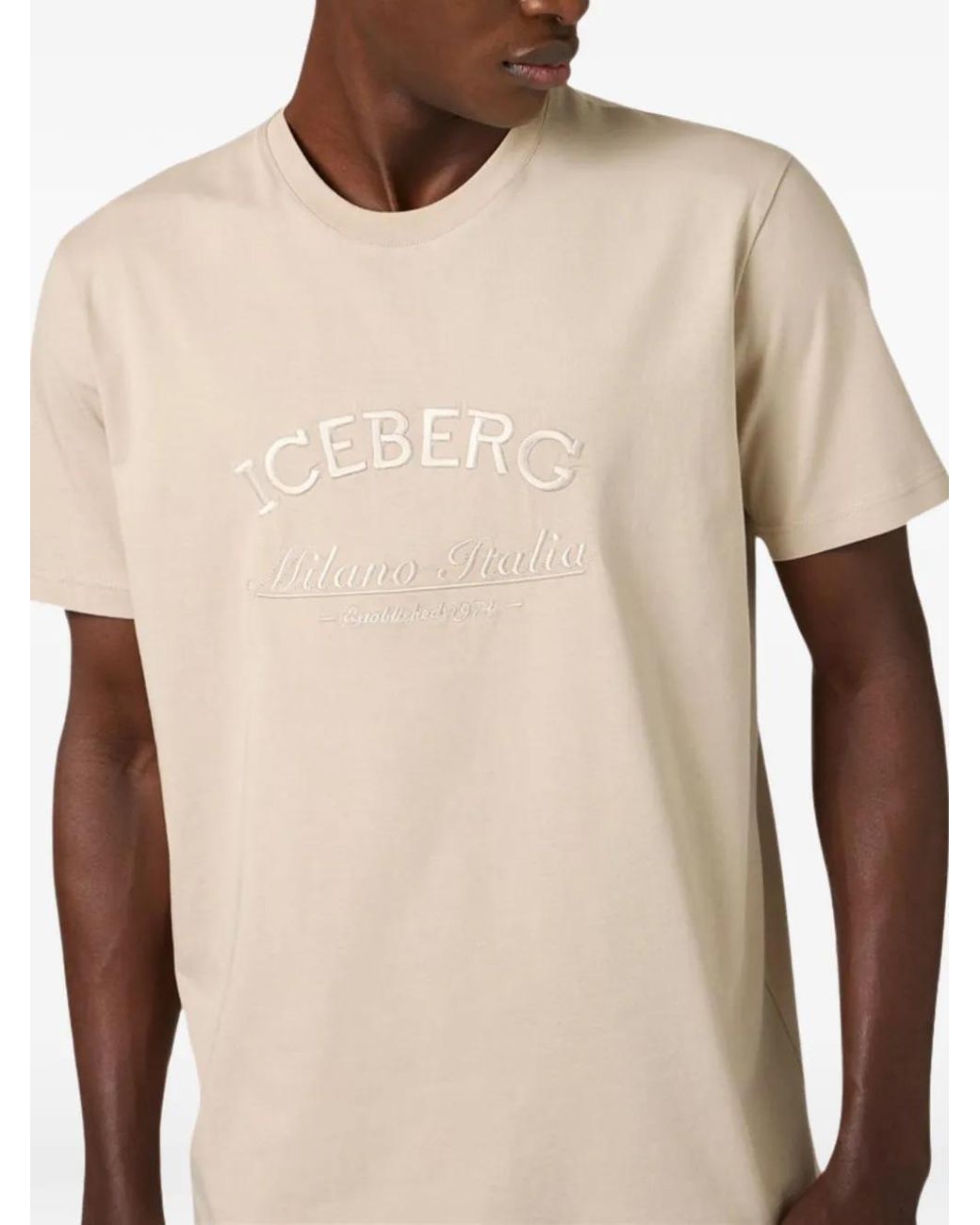 Iceberg White Embroidered T-Shirt for men