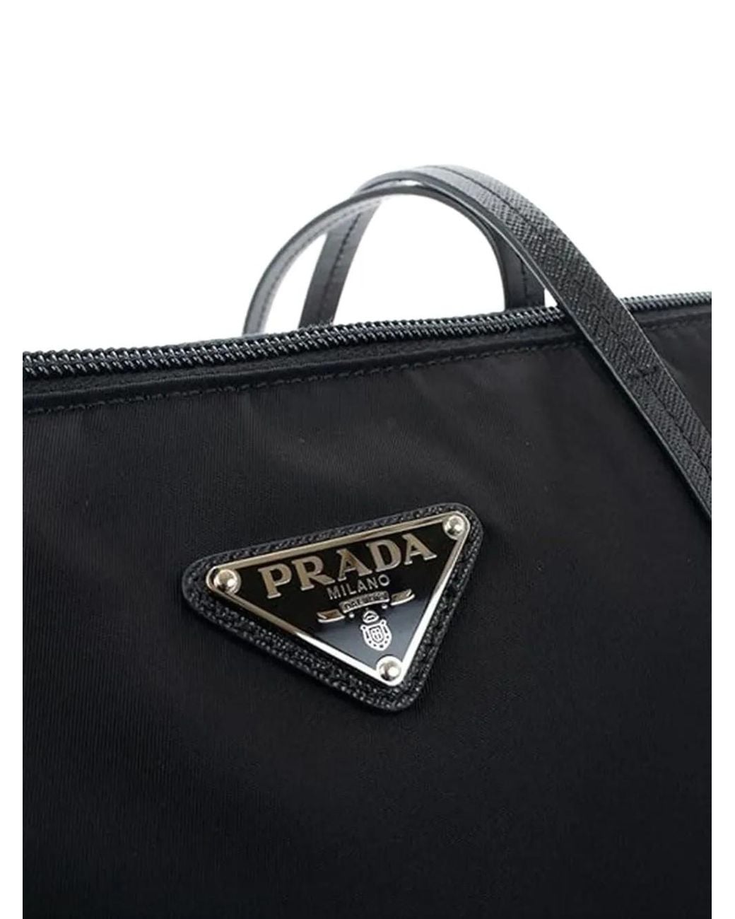 Prada Black Logo-Triangle Tote Bag