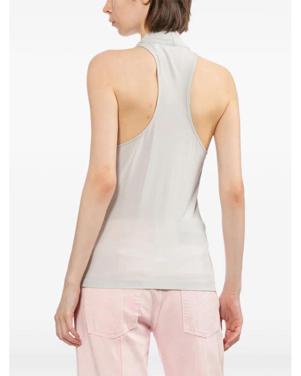 Helmut Lang White Draped Halterneck Top