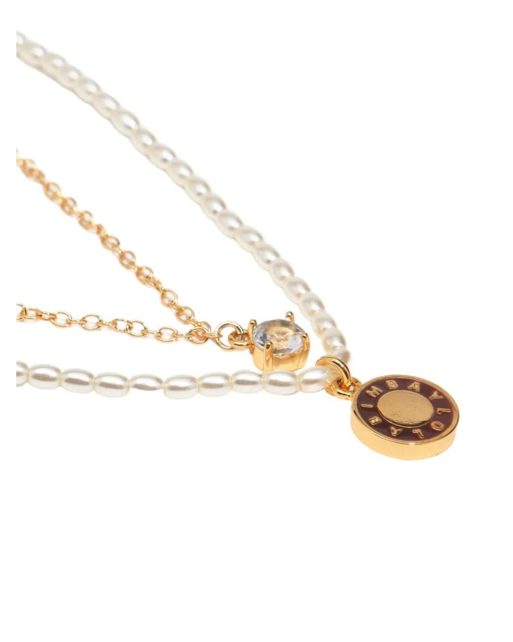 Bimba Y Lola White Logo Crystal Chain Necklace