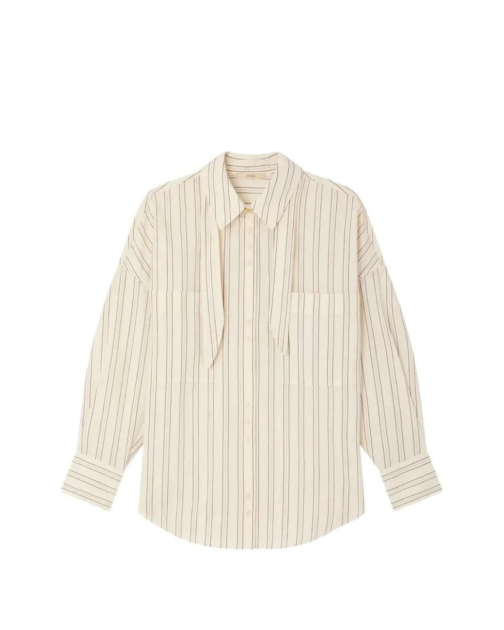 Sessun White Cecily Striped Pussy-Bow Shirt