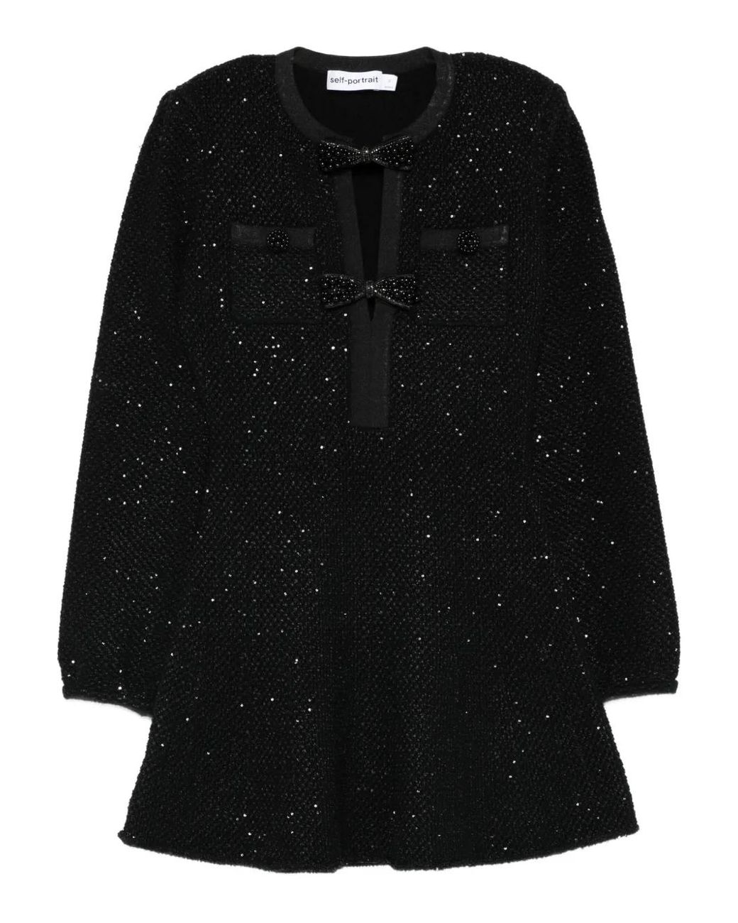 Self-Portrait Black Sequin Knit Mini Dress