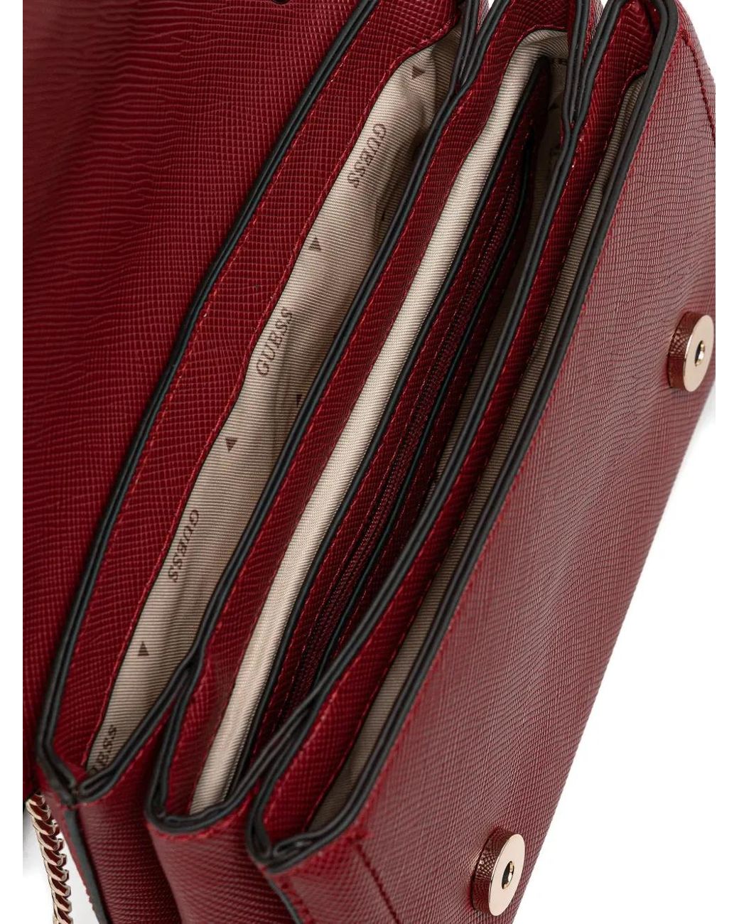 Guess Red Mini Noelle Chain Detail Cross Body Bag