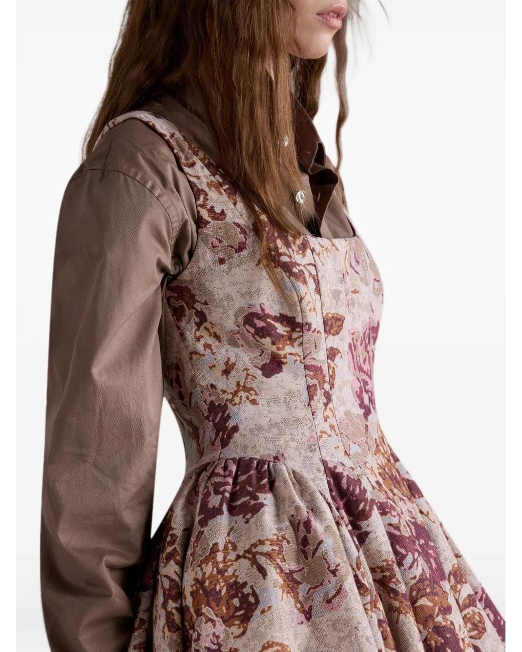 Antonio Marras Natural Rose-Jacquard Midi Dress