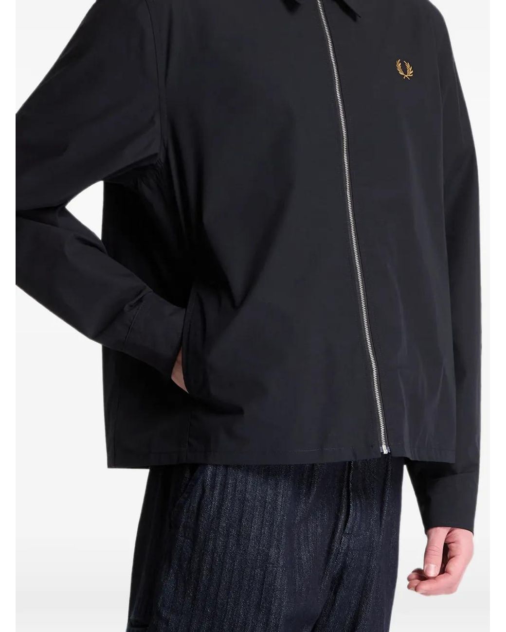 Fred Perry Blue Logo-Embroidered Poplin Jacket for men