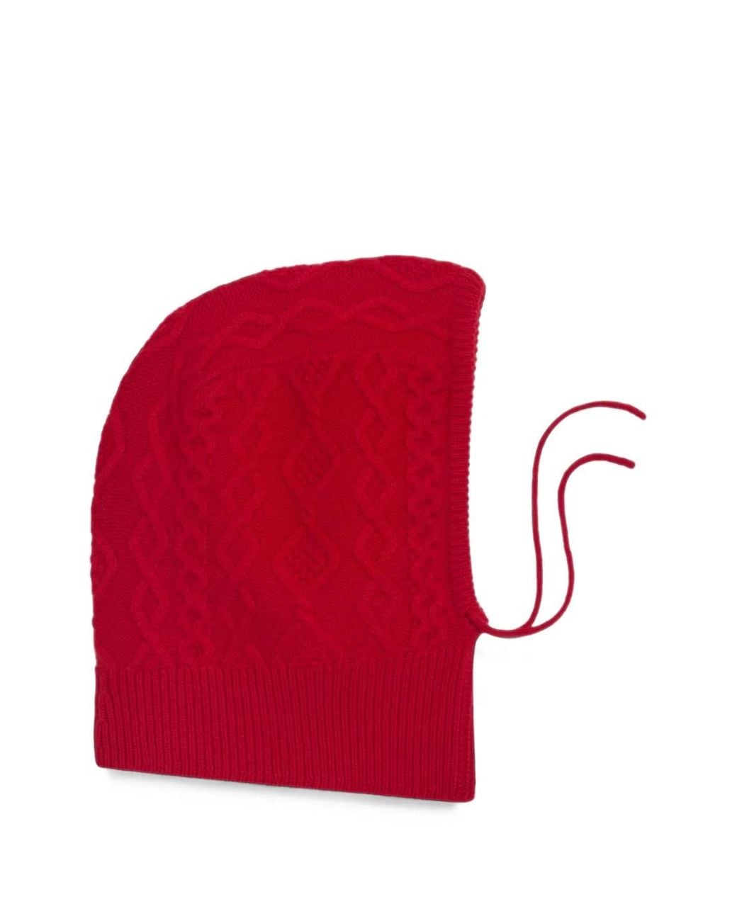 Bompard Red Cable-Knit Cashmere Balaclava