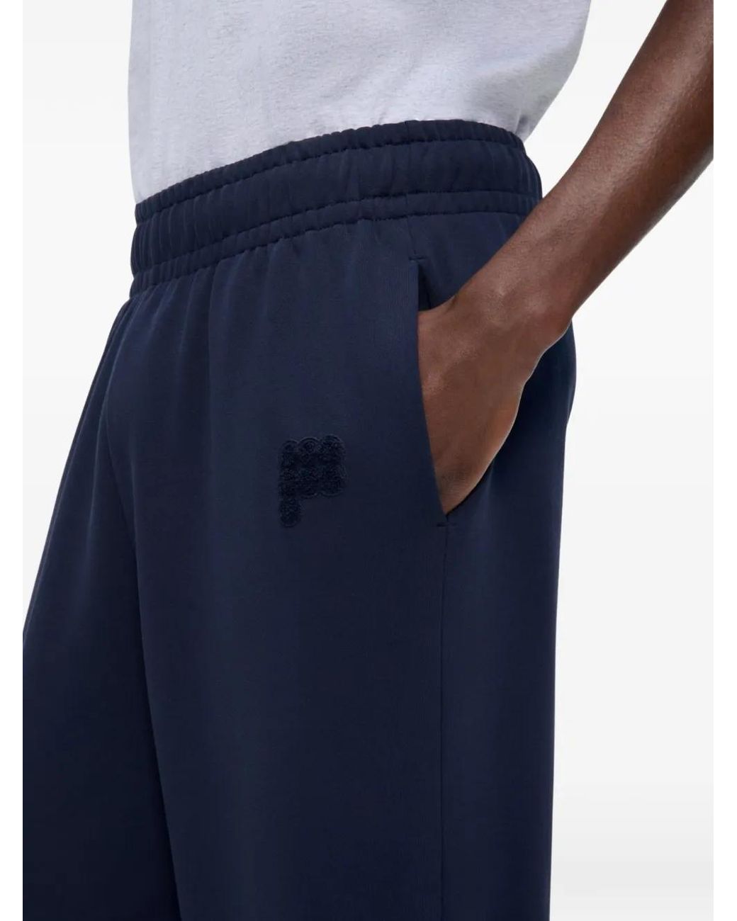 PANGAIA Blue Embroidered Track Trousers for men