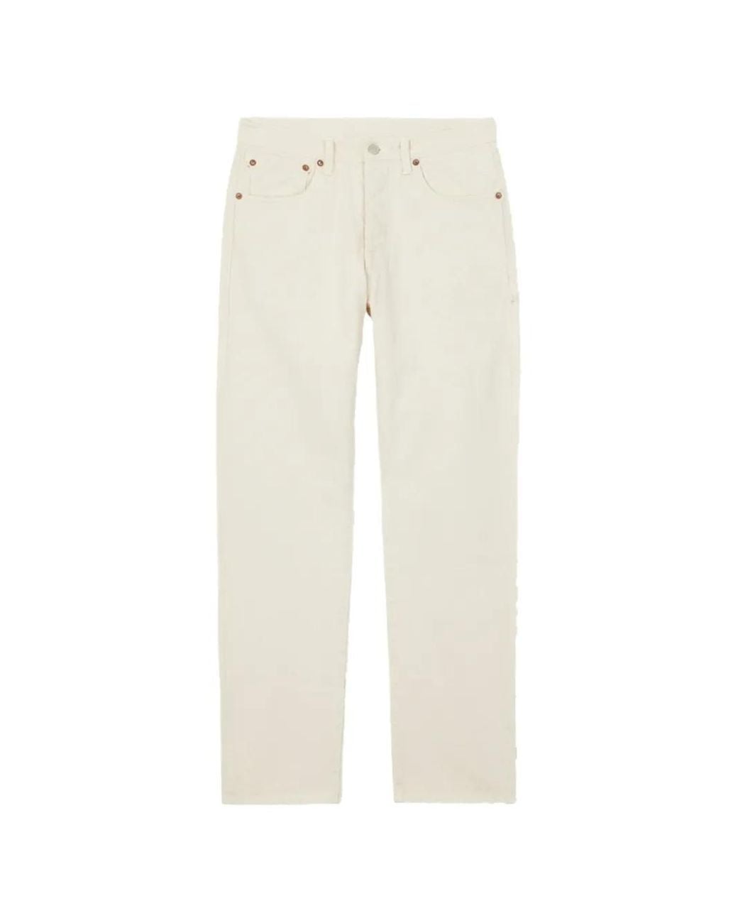 Fortela White Five-Pocket Straight Jeans