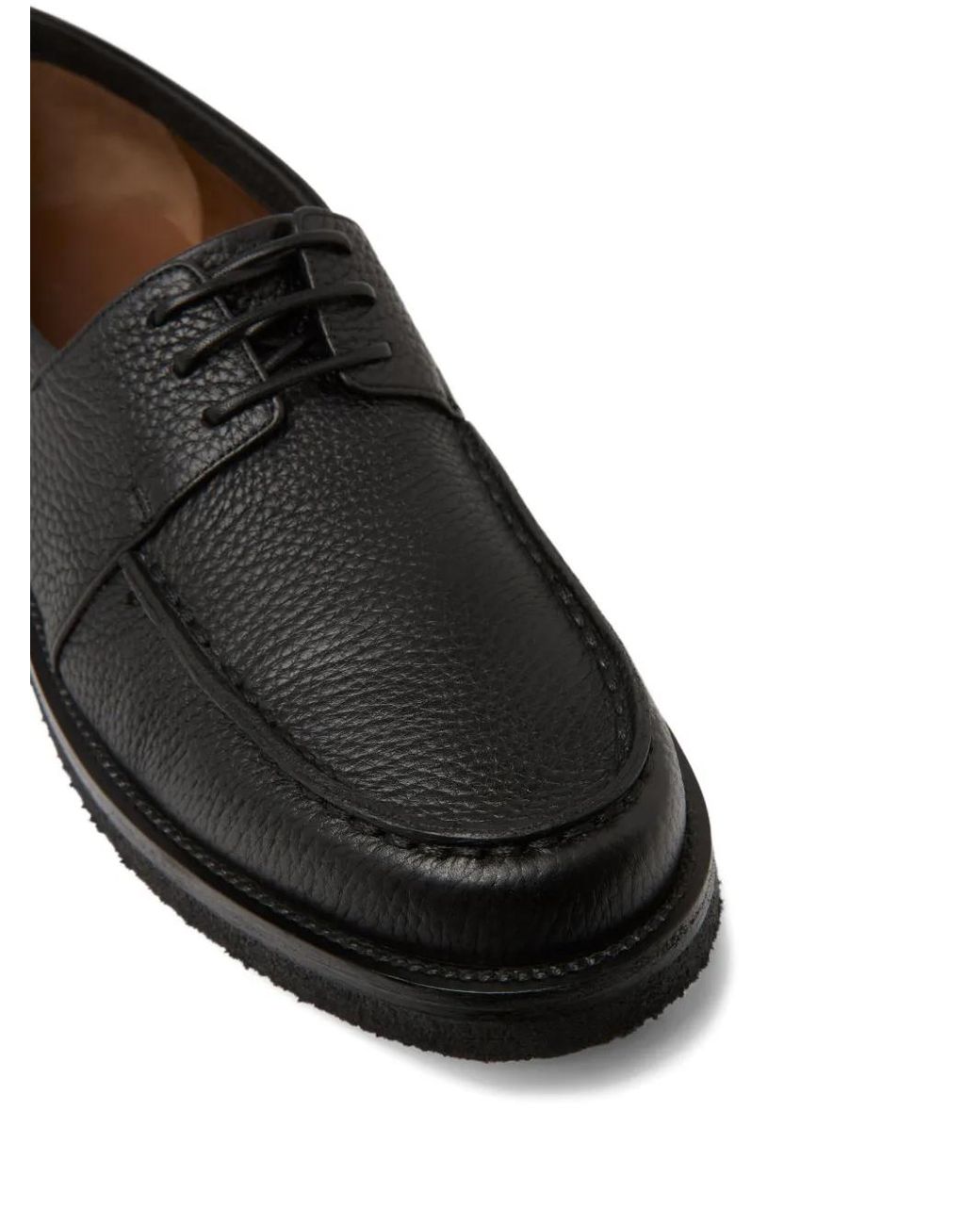 Marsèll Black Pebble-Grain Leather Boat Shoes for men