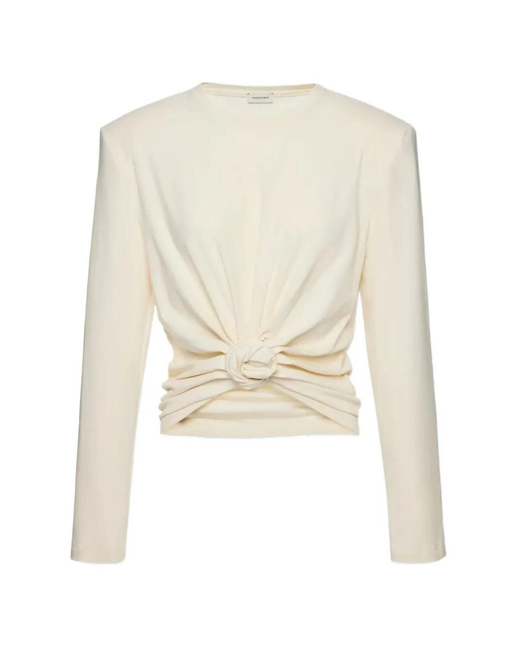Magda Butrym White Knotted-Detail Long-Sleeved Top