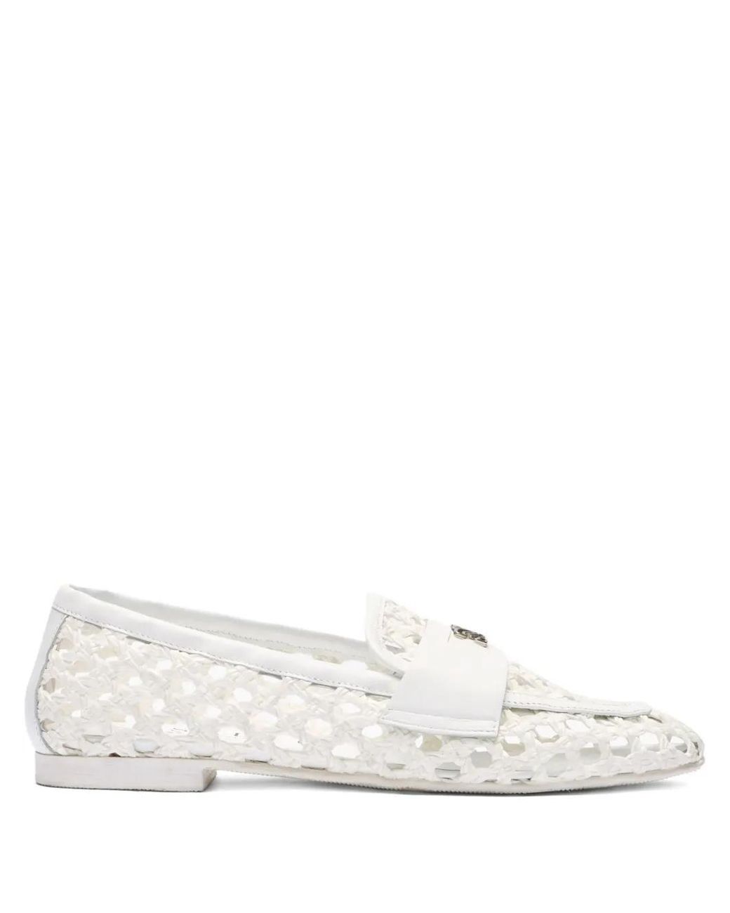 Casadei White Cut-Out Loafers