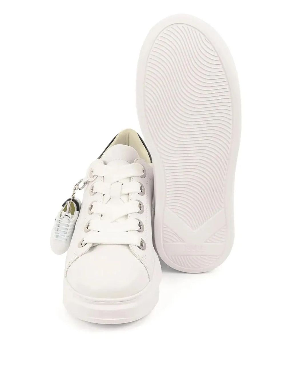 Karl Lagerfeld White Kapri Keychain Patent-Leather Sneakers