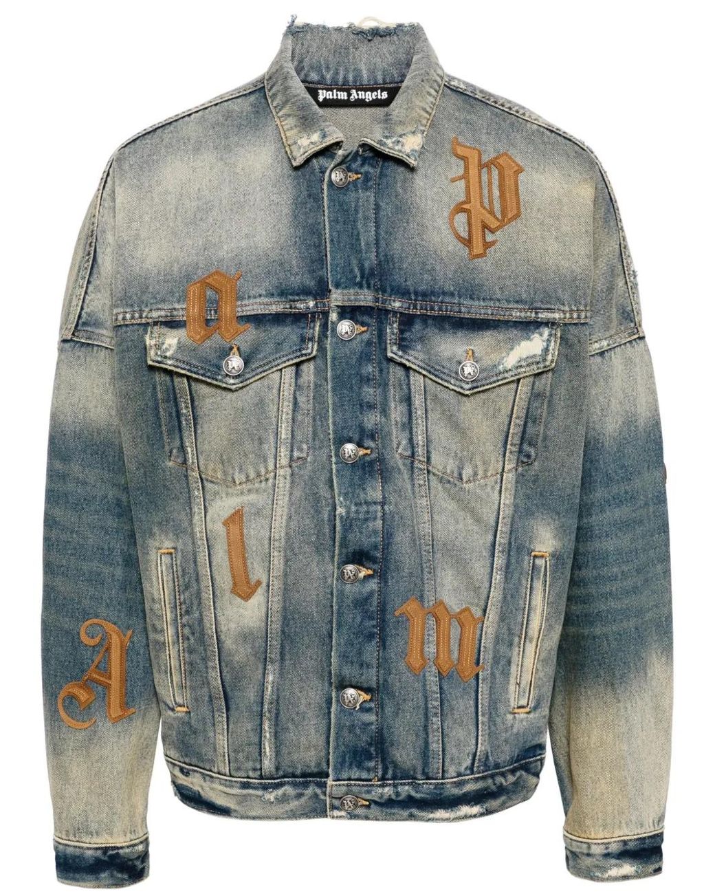 Palm Angels Blue Flap Pockets Denim Jacket for men