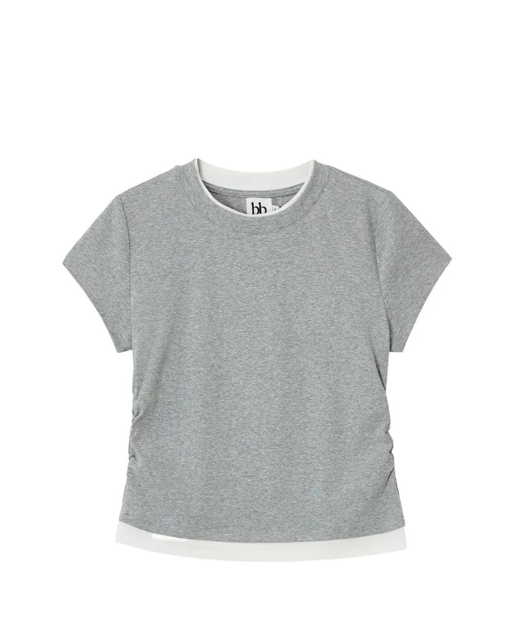 B+ AB Gray T-Shirt Froncé À Design Superposé