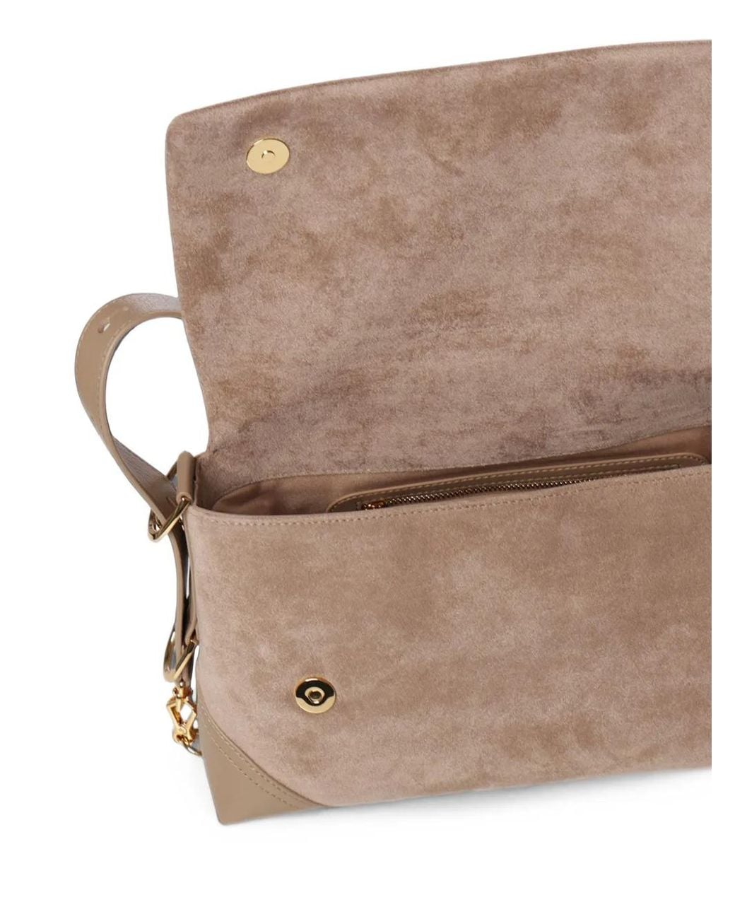 Love Moschino Brown Logo-Plaque Suede-Effect Shoulder Bag