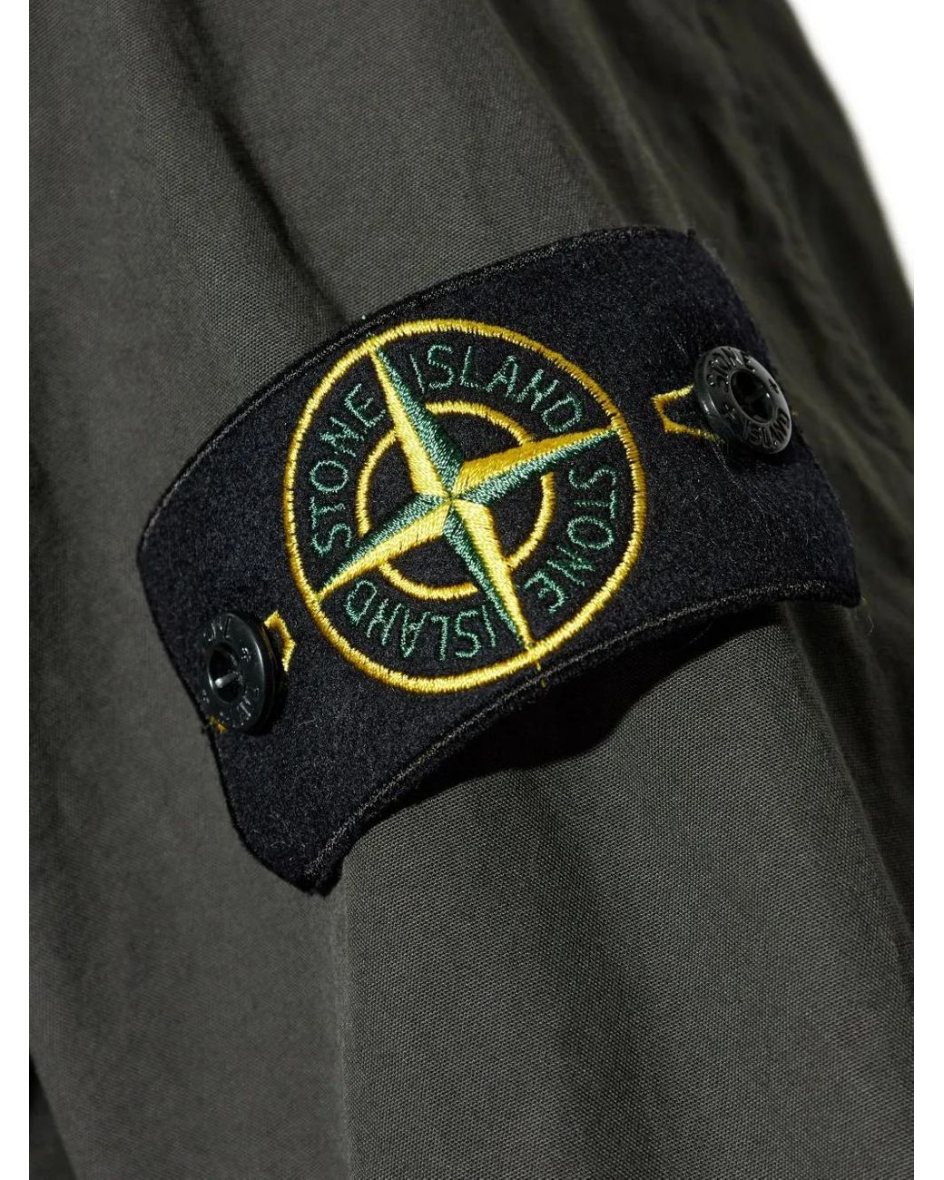 Stone Island Gray Patch-Pocket Zip-Front Shirt for men