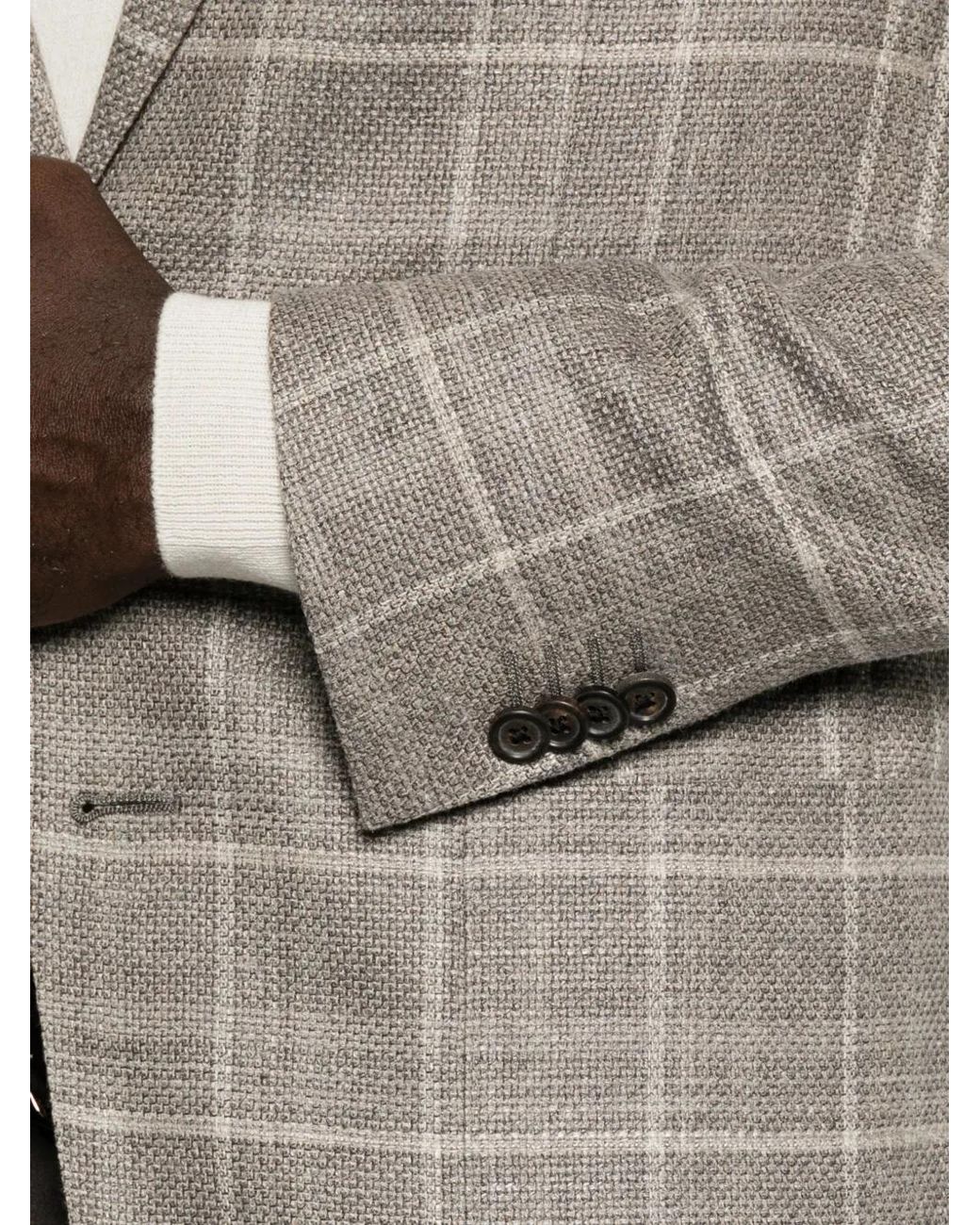Corneliani Gray Check-Pattern Single-Breasted Jacket for men