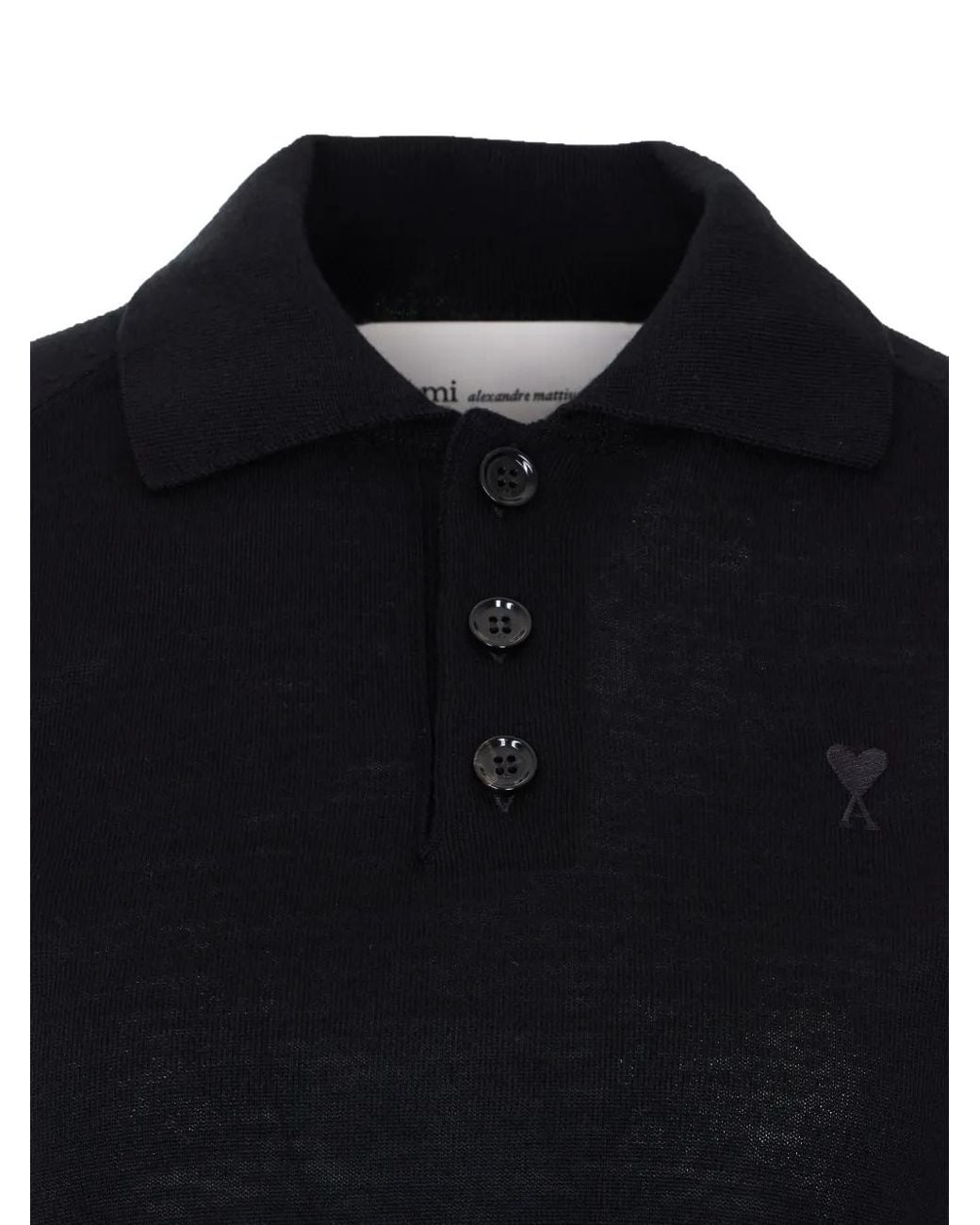 AMI Poloshirt Met Knopen in het Black