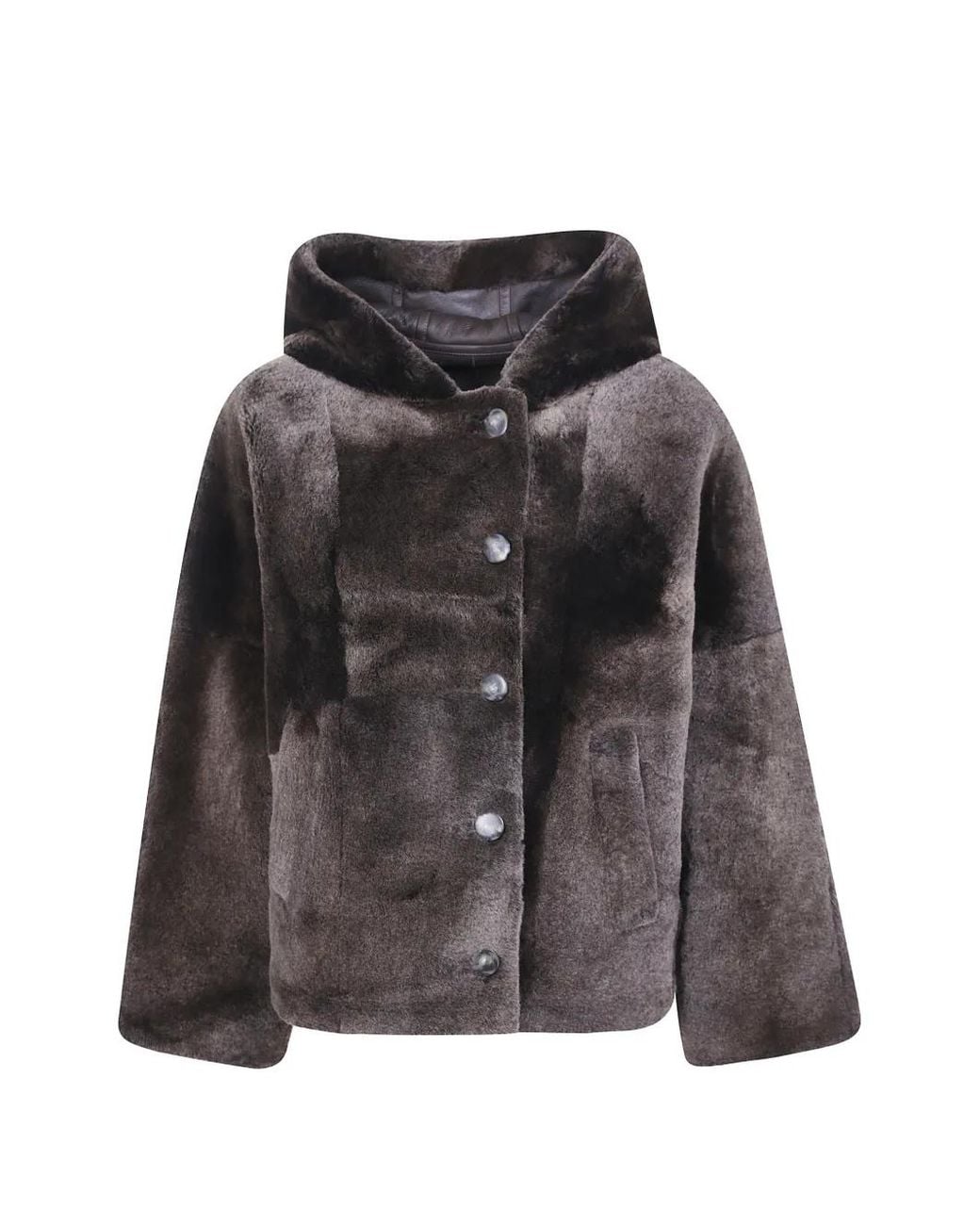Yves Salomon Black Hooded Shearling Jacket