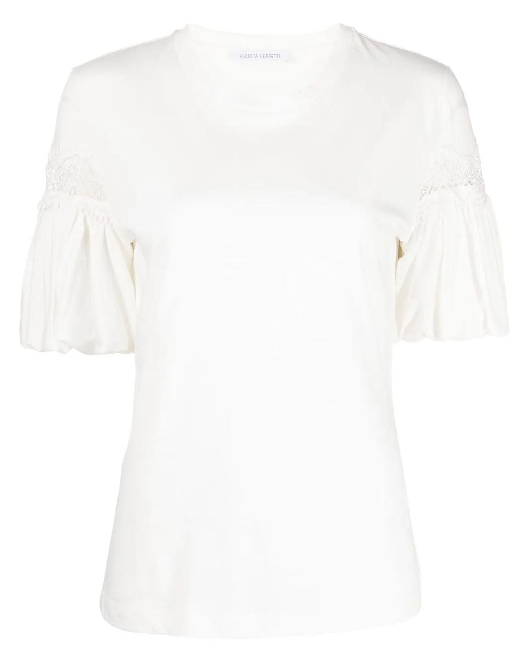 Alberta Ferretti White Puff-Sleeve T-Shirt