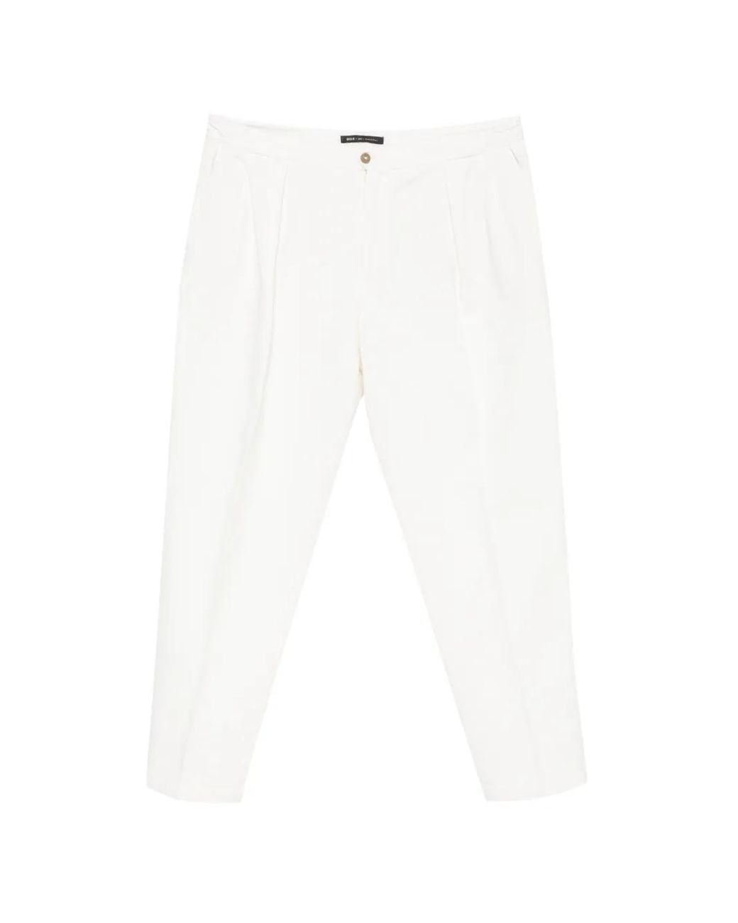 Briglia 1949 White Portobello Pleated Trousers for men