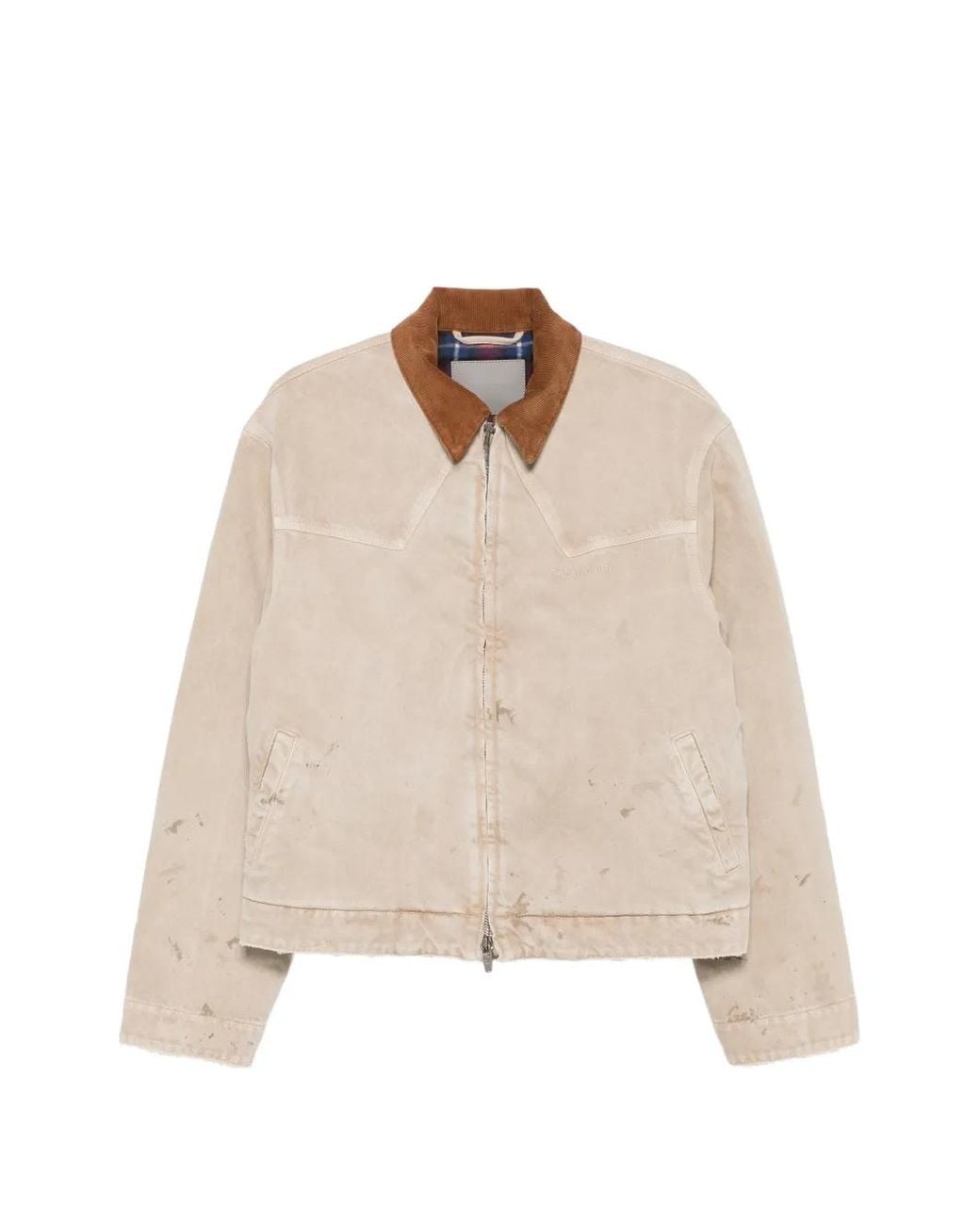 Balenciaga Natural Corduroy-Collar Distressed-Effect Jacket for men