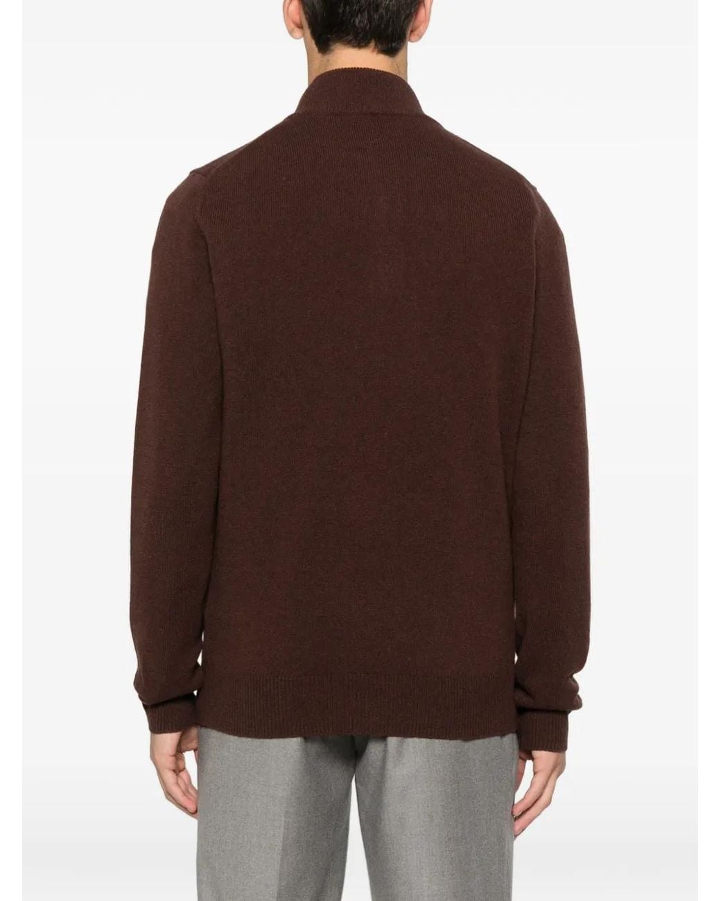 Mc2 Saint Barth Brown Jeremyn Zip-Up High-Neck Sweater for men
