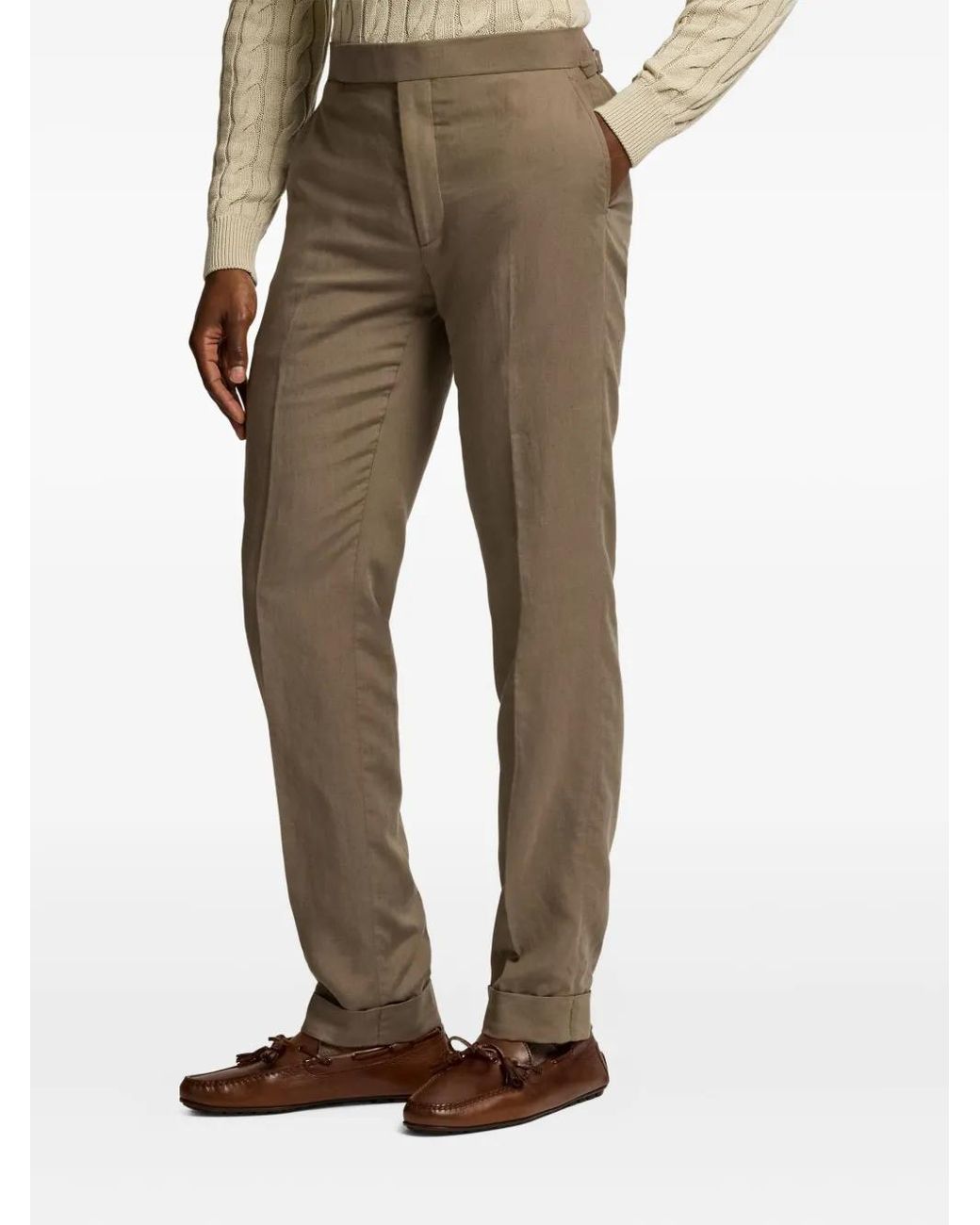 Ralph Lauren Gray Cuffed-Detail Trousers for men