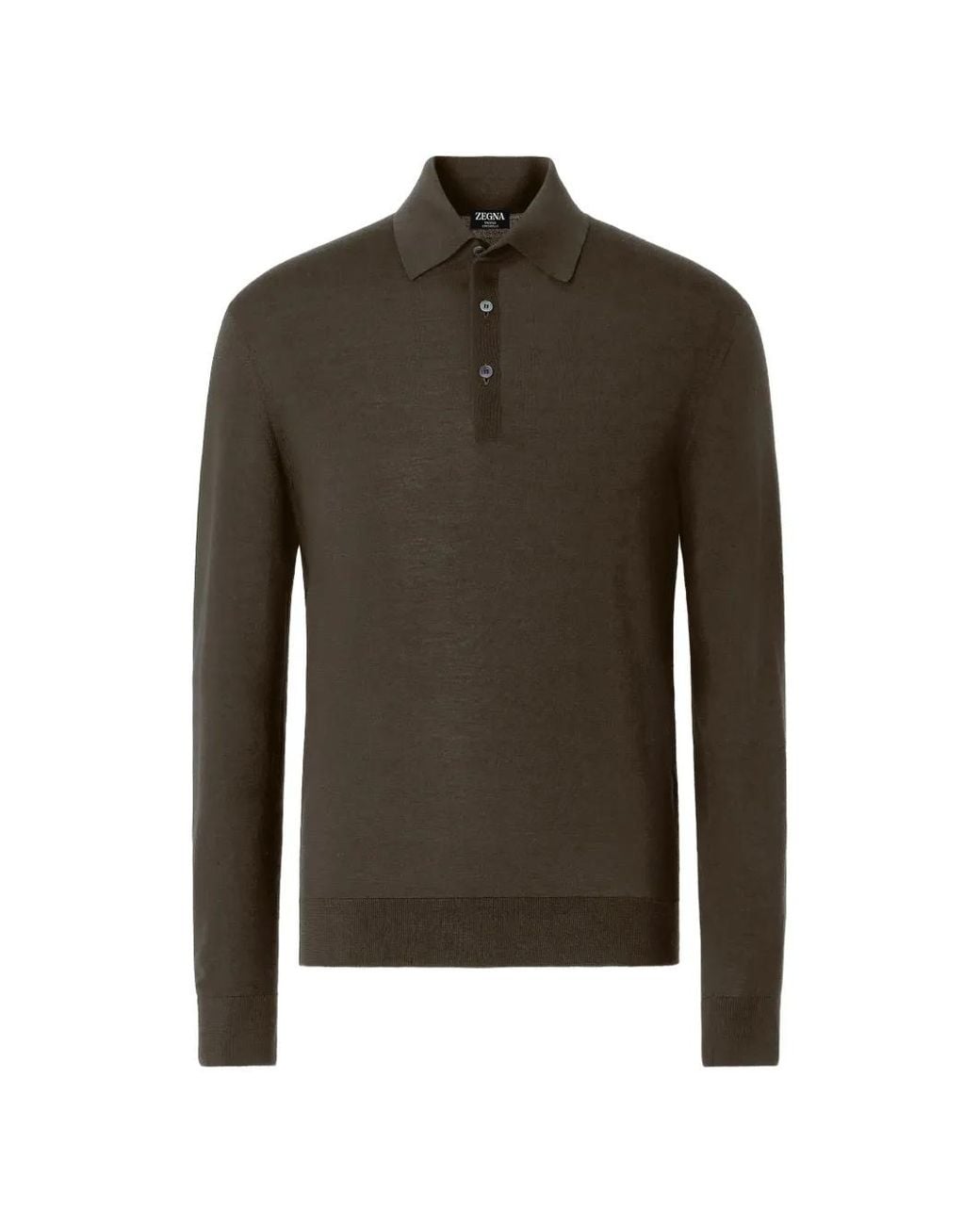 Zegna Brown Dark Trofeo 15Milmil15 Wool Polo Shirt for men