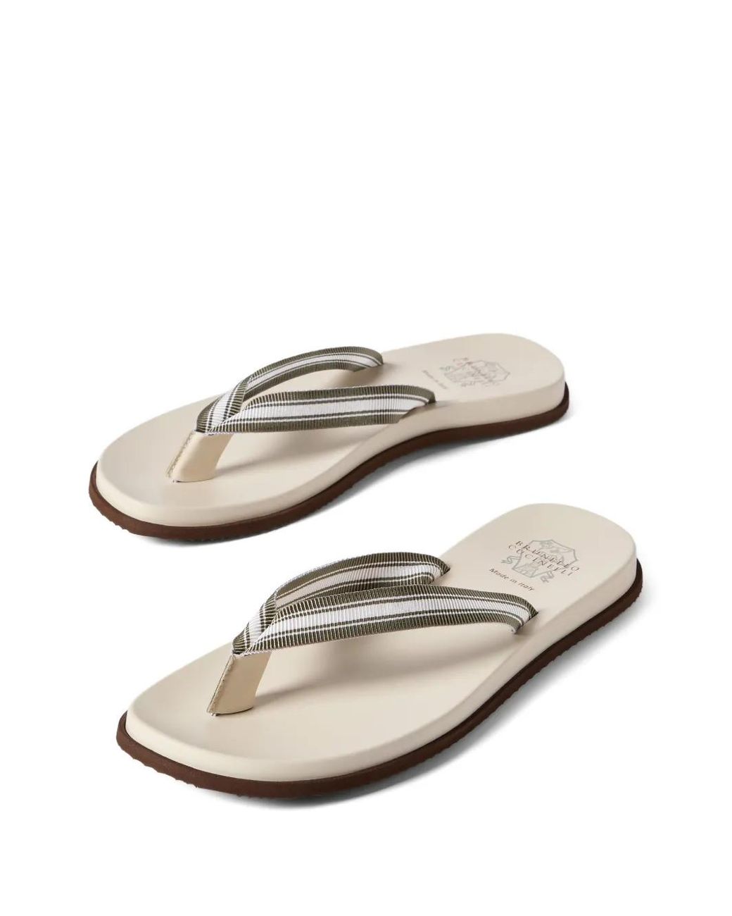 Brunello Cucinelli White Pool Slides for men