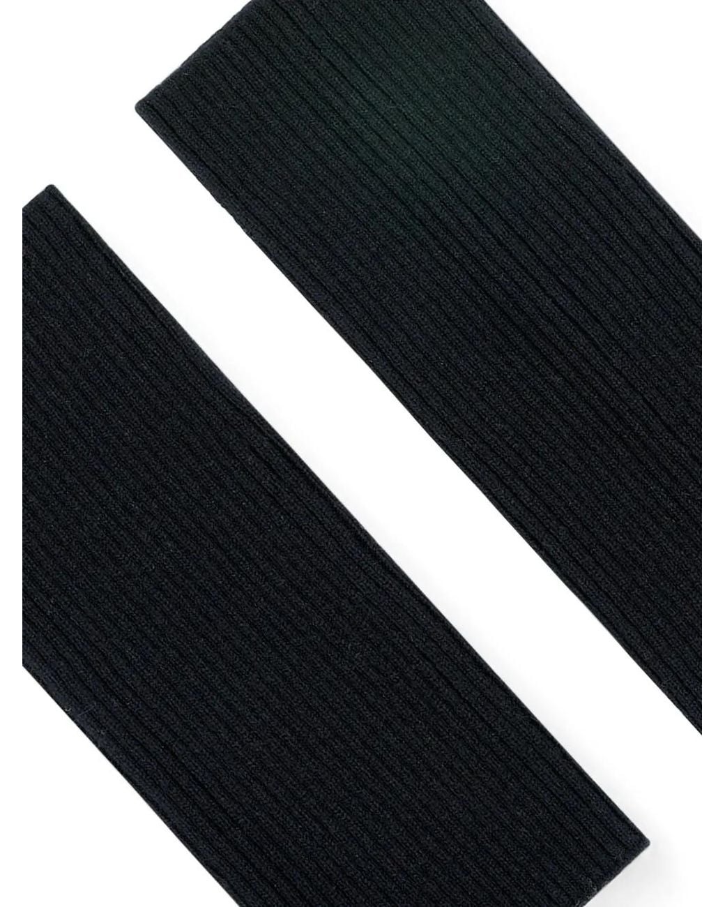Bompard Black Ribbed-Knit Mittens