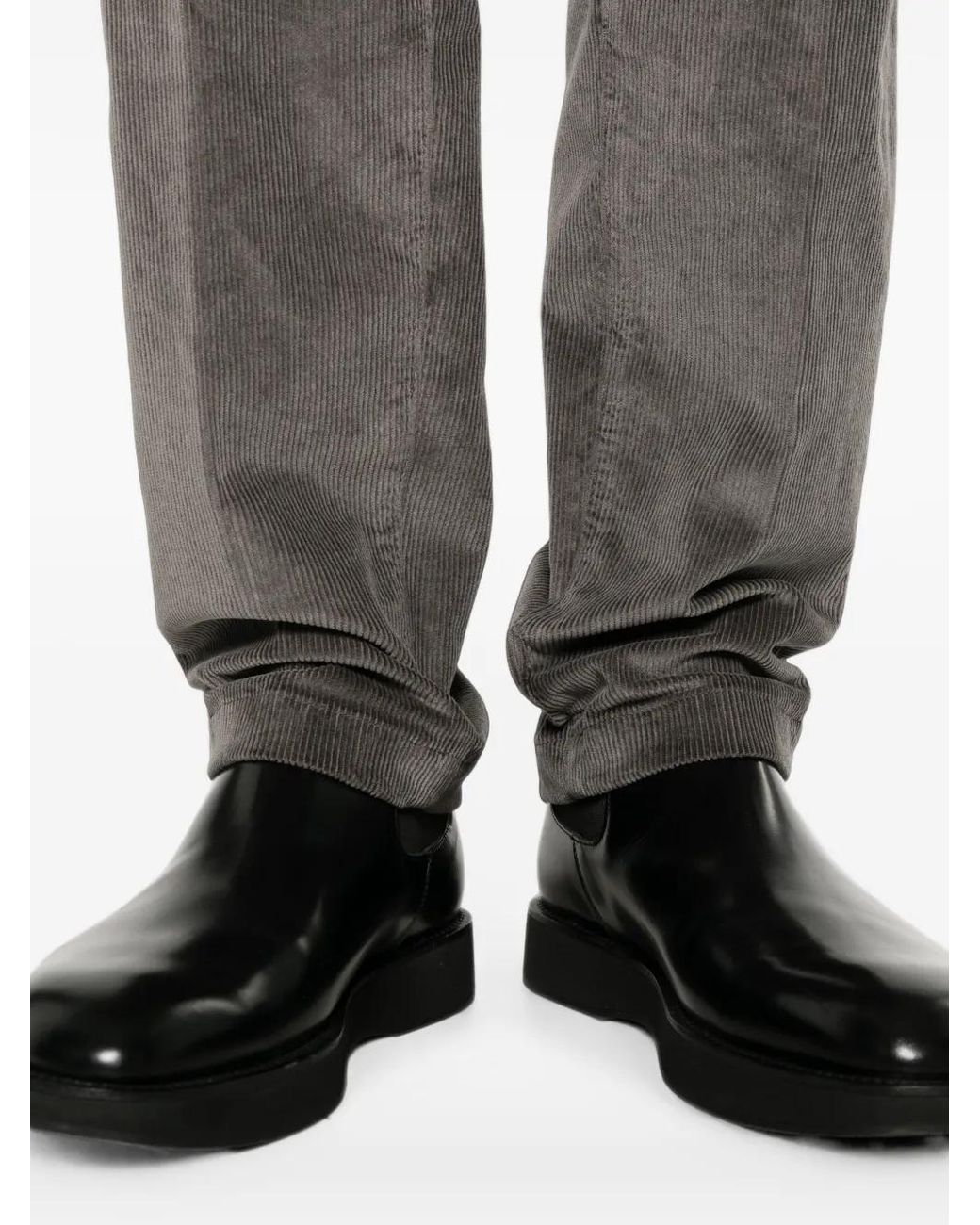 Eleventy Gray Corduroy Drawstring Trousers for men